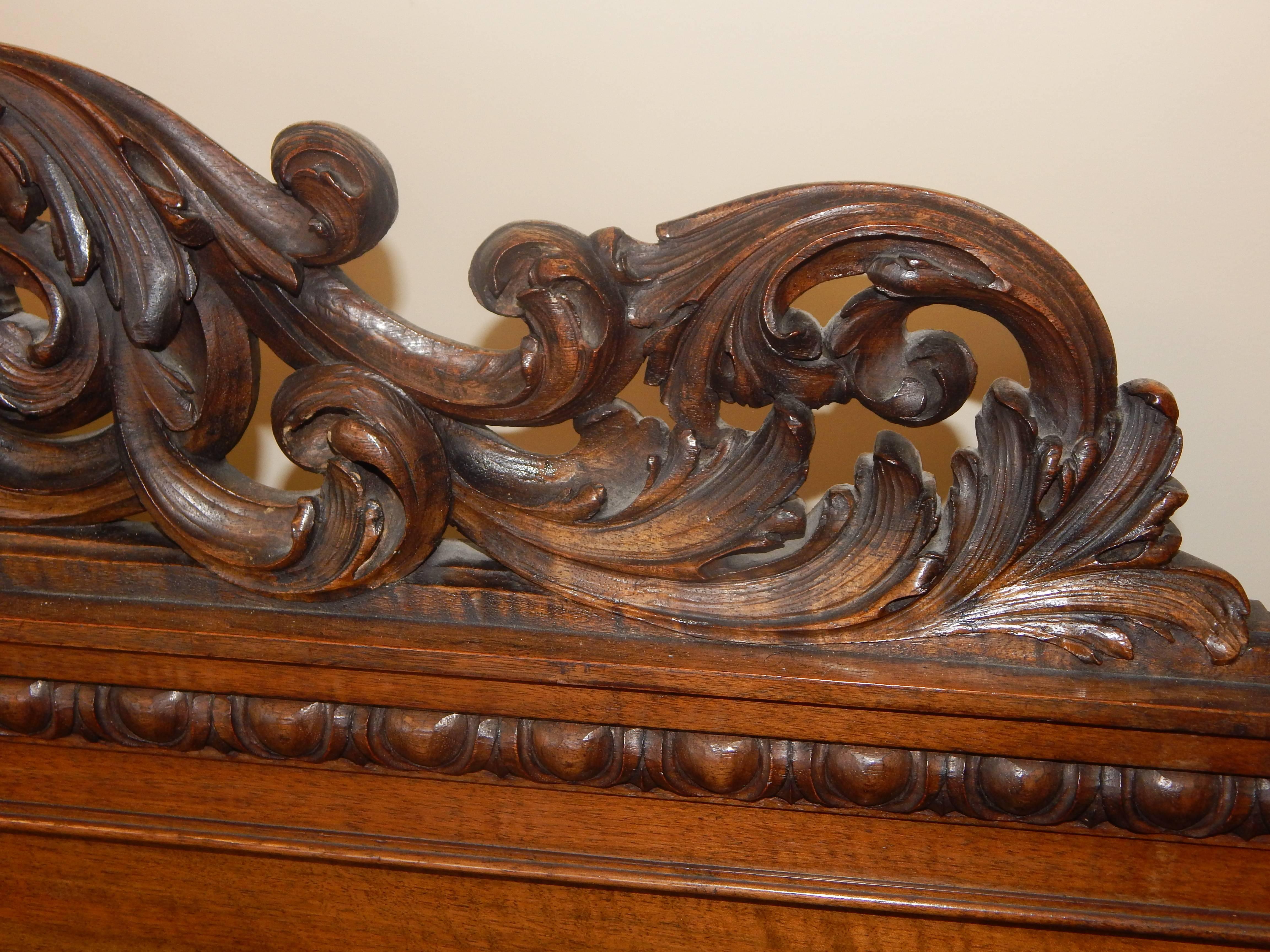19th Century Huge and Incredibly Carved Walnut Hall Bench or Settee with Female Faces For Sale