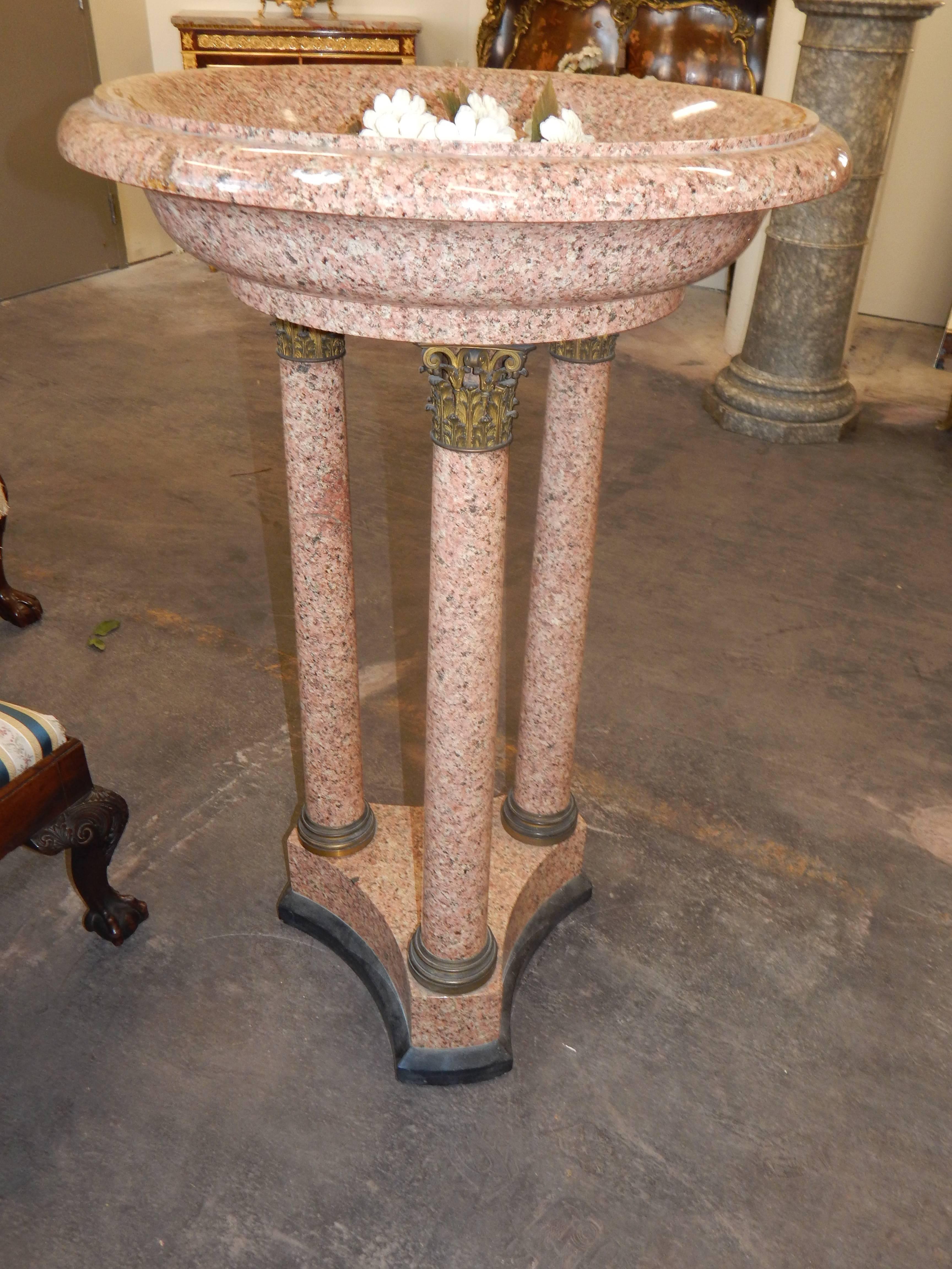 French Empire Style Bronze & Granite Standing Font or Bird Bath 44