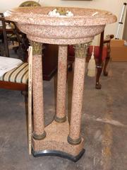 Empire Style Bronze & Granite Standing Font or Bird Bath 44" Tall