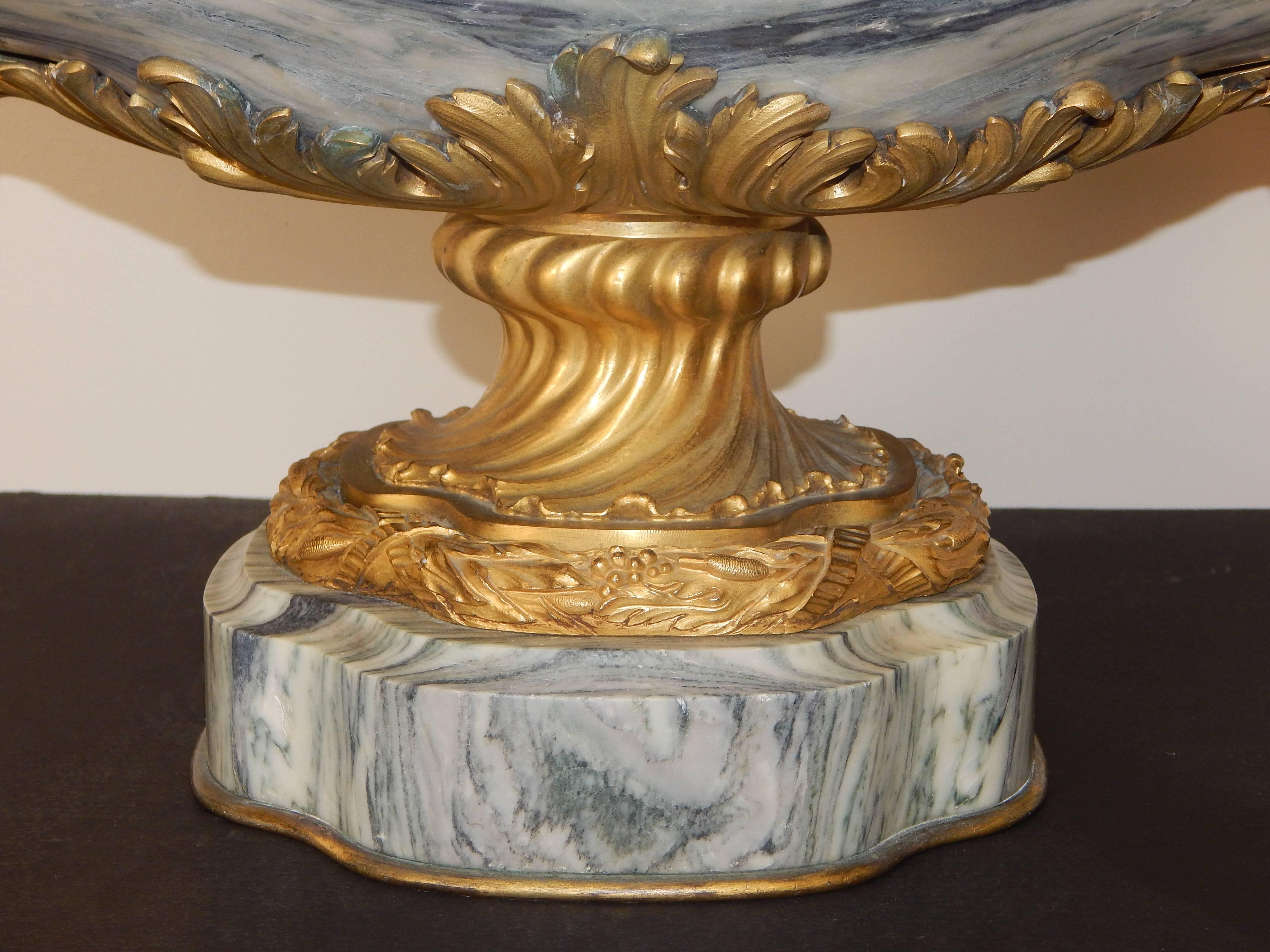 Exquisite Bronze Mounted Marble Centerpiece with Swans For Sale 1