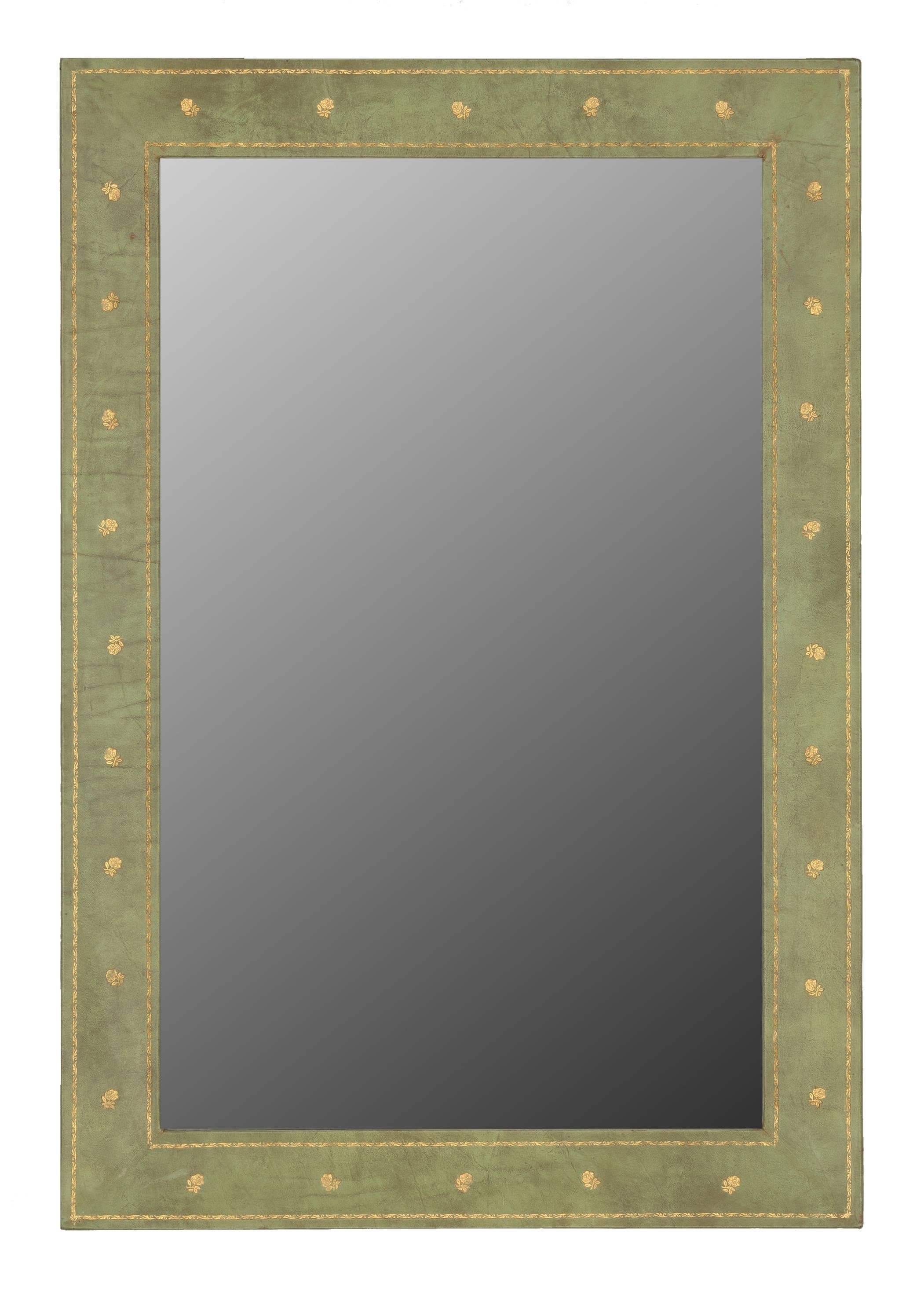20th Century Mid-Century Modern Italian Leather Mirror For Sale
