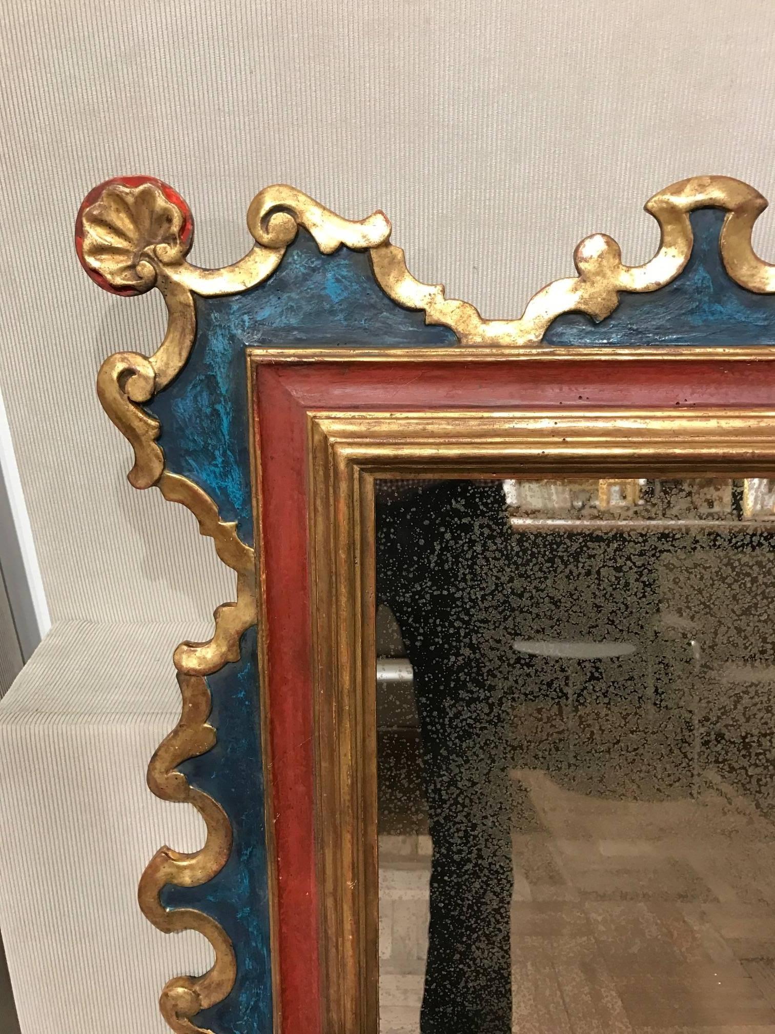 Américain Miroir sculpté et doré de style espagnol