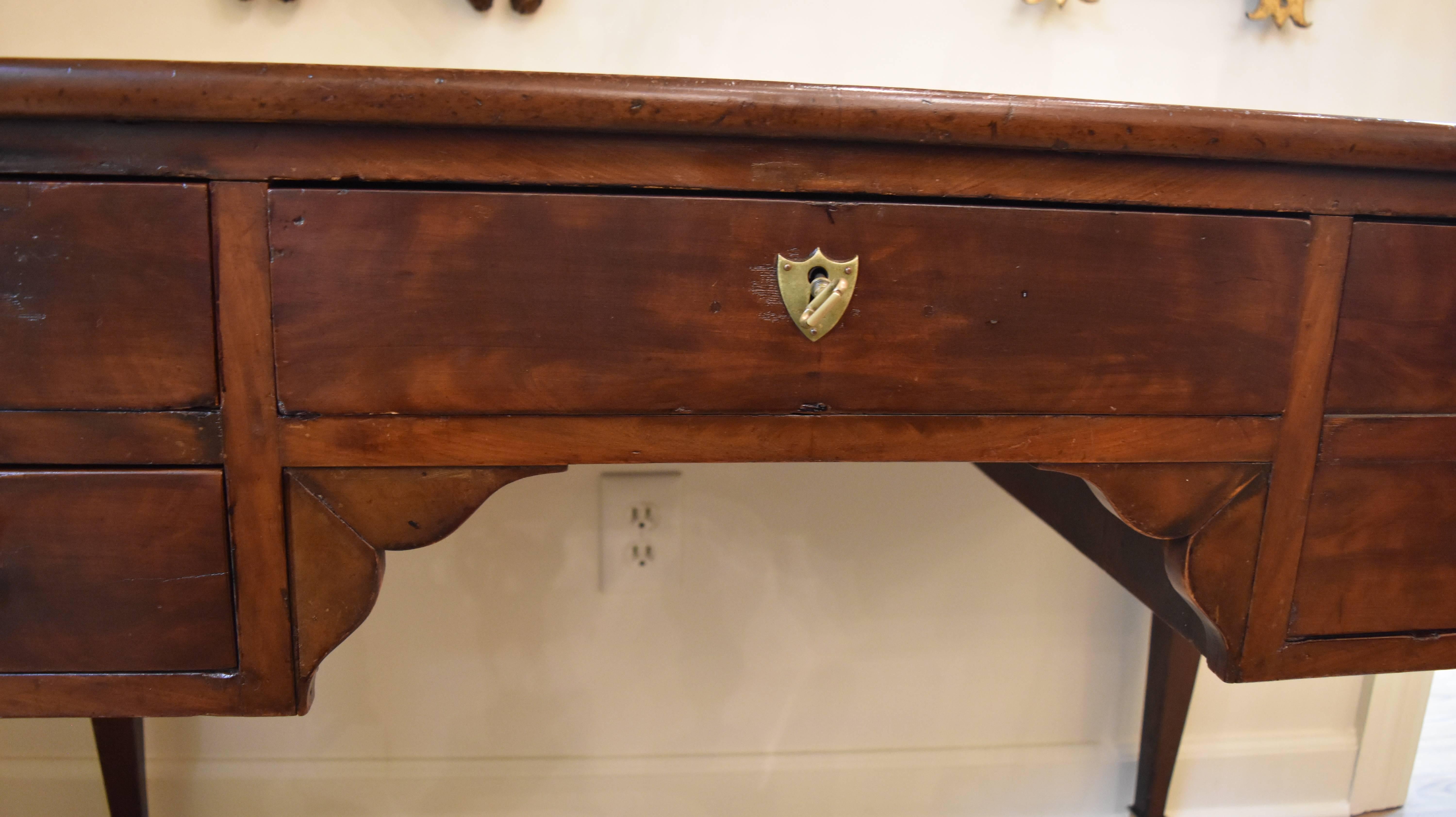 Leather French Empire Style Walnut Writing Desk or Bureau Plat