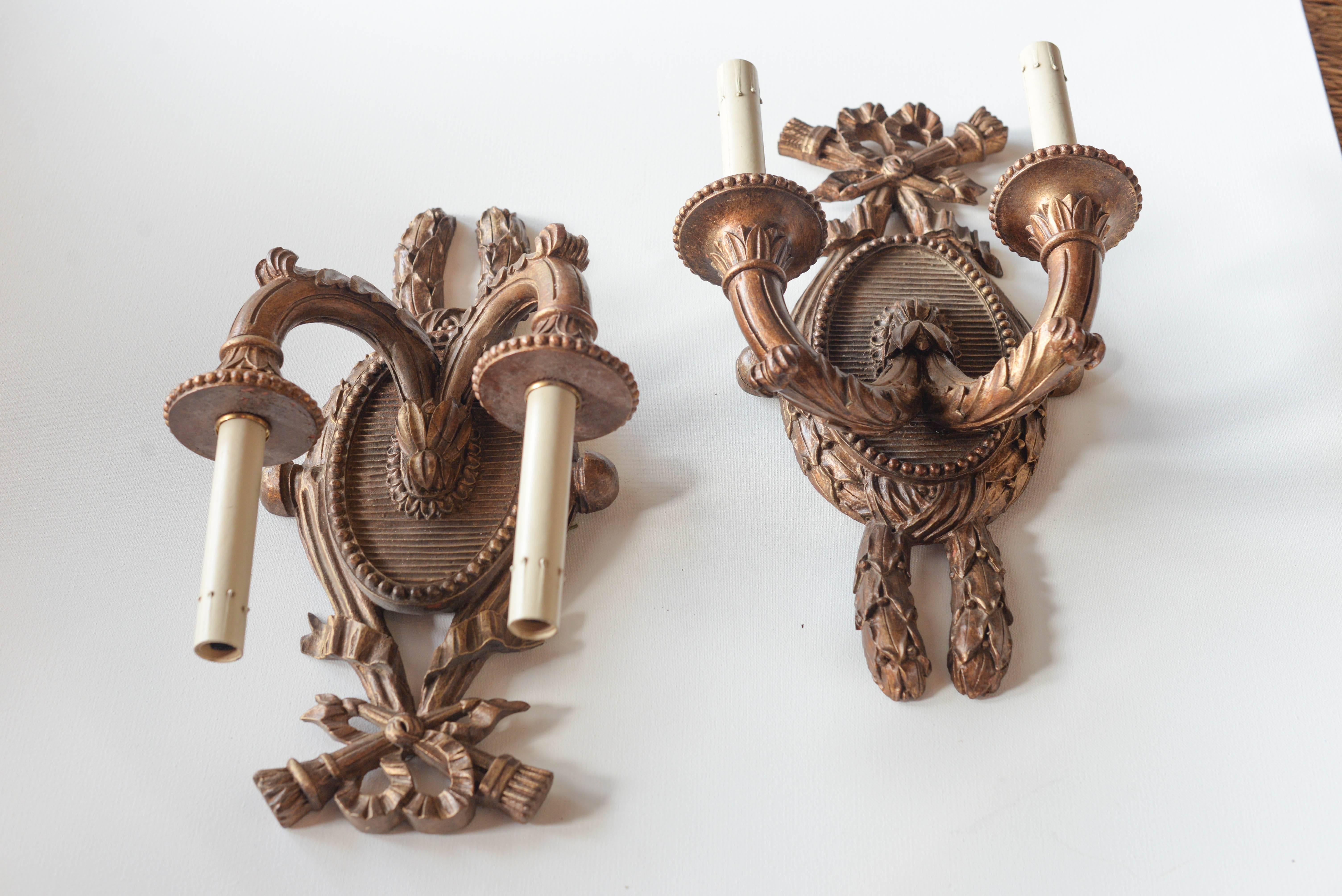 Pair of 19th Century French Two-Arm Sconces In Excellent Condition In Nashville, TN