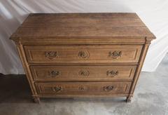 Early 19th Century French Louis XVI Style Bleached Oak Commode