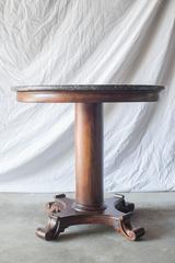 19th Century French Round Pedestal Table with Marble Top