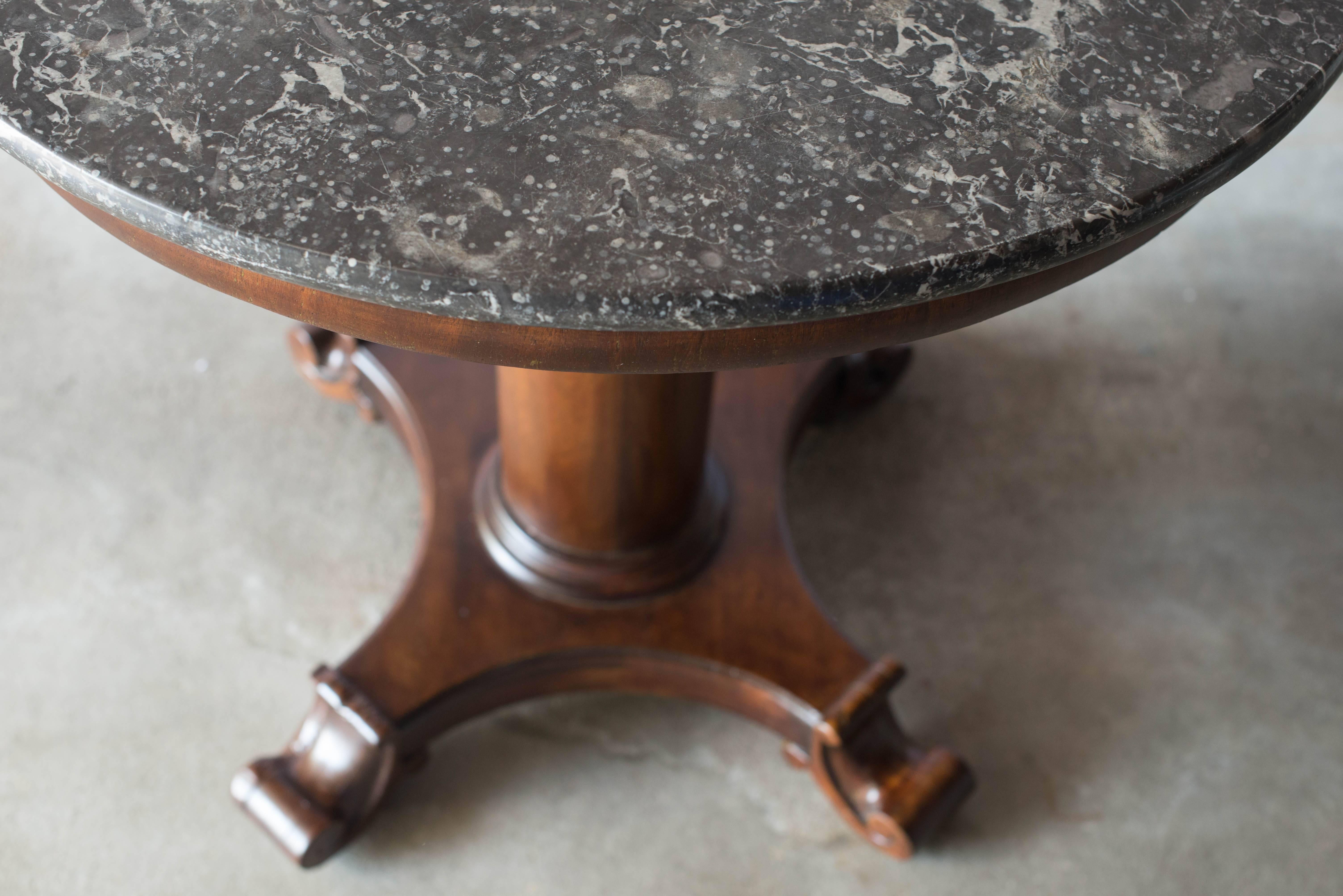 19th Century French Round Pedestal Table with Marble Top In Good Condition In Nashville, TN