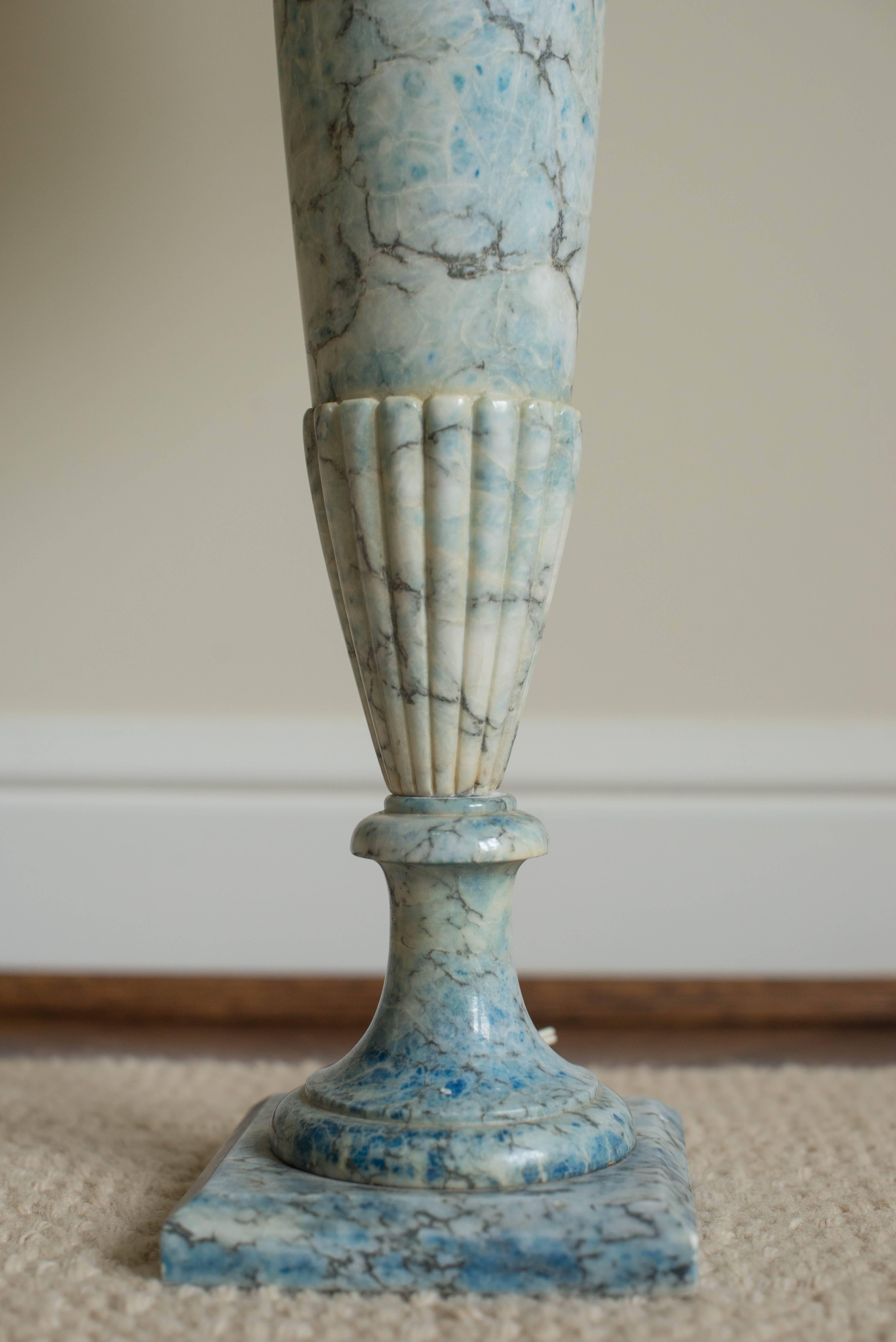20th Century Pair of Italian Midcentury Blue Marble Lamps