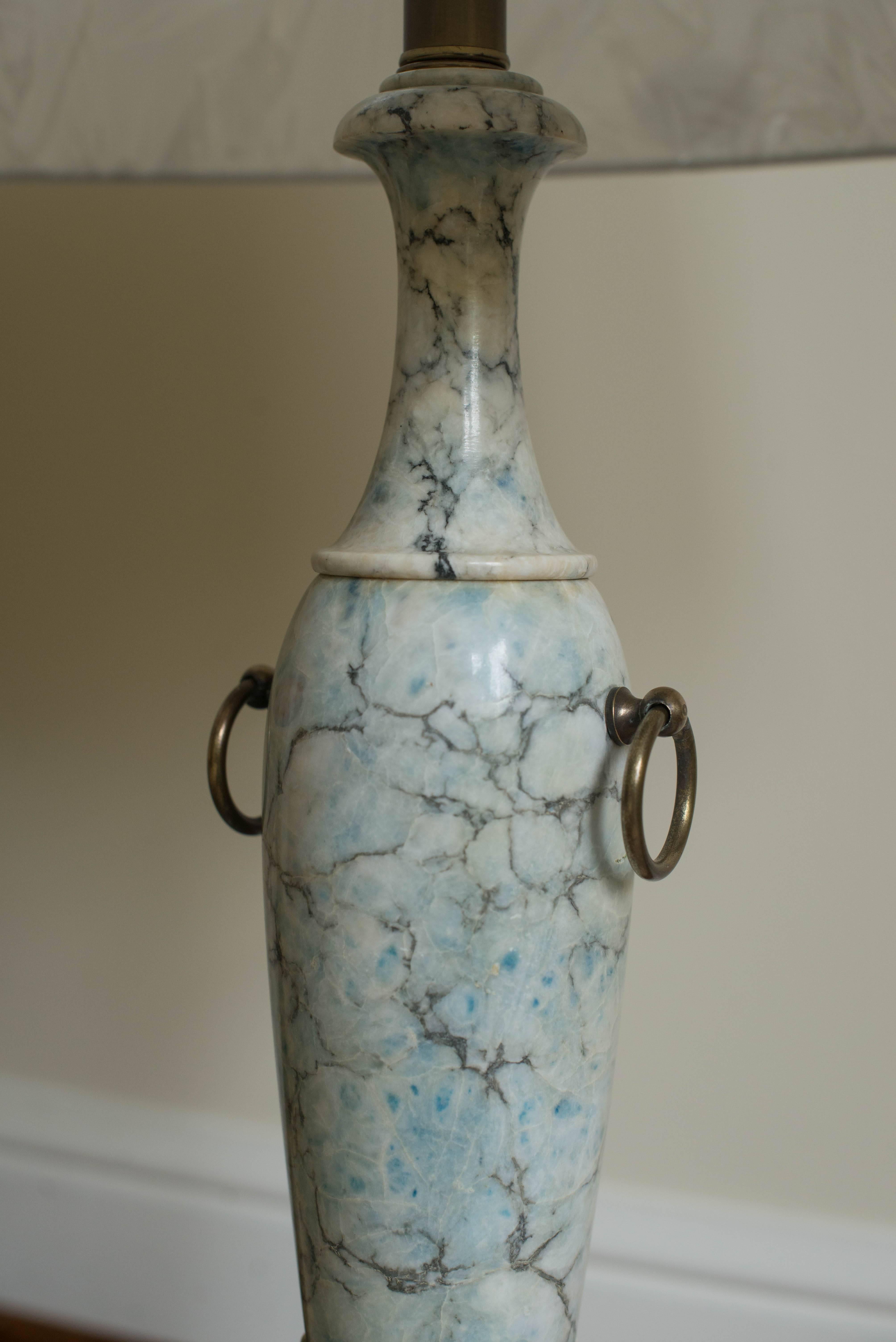 Pair of Italian Midcentury Blue Marble Lamps 2