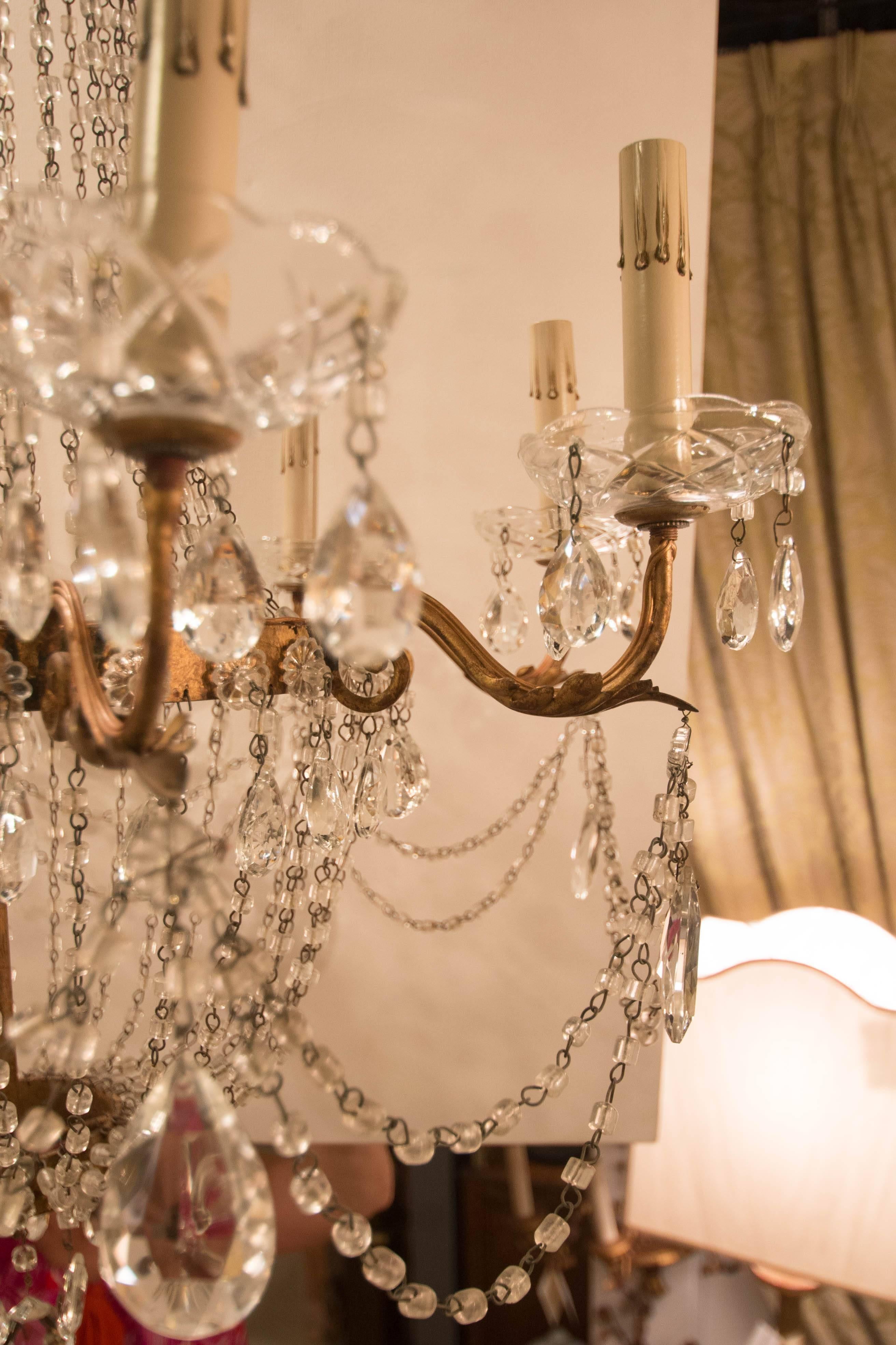 Early 19th Century French Empire Crystal and Tole Chandelier 1