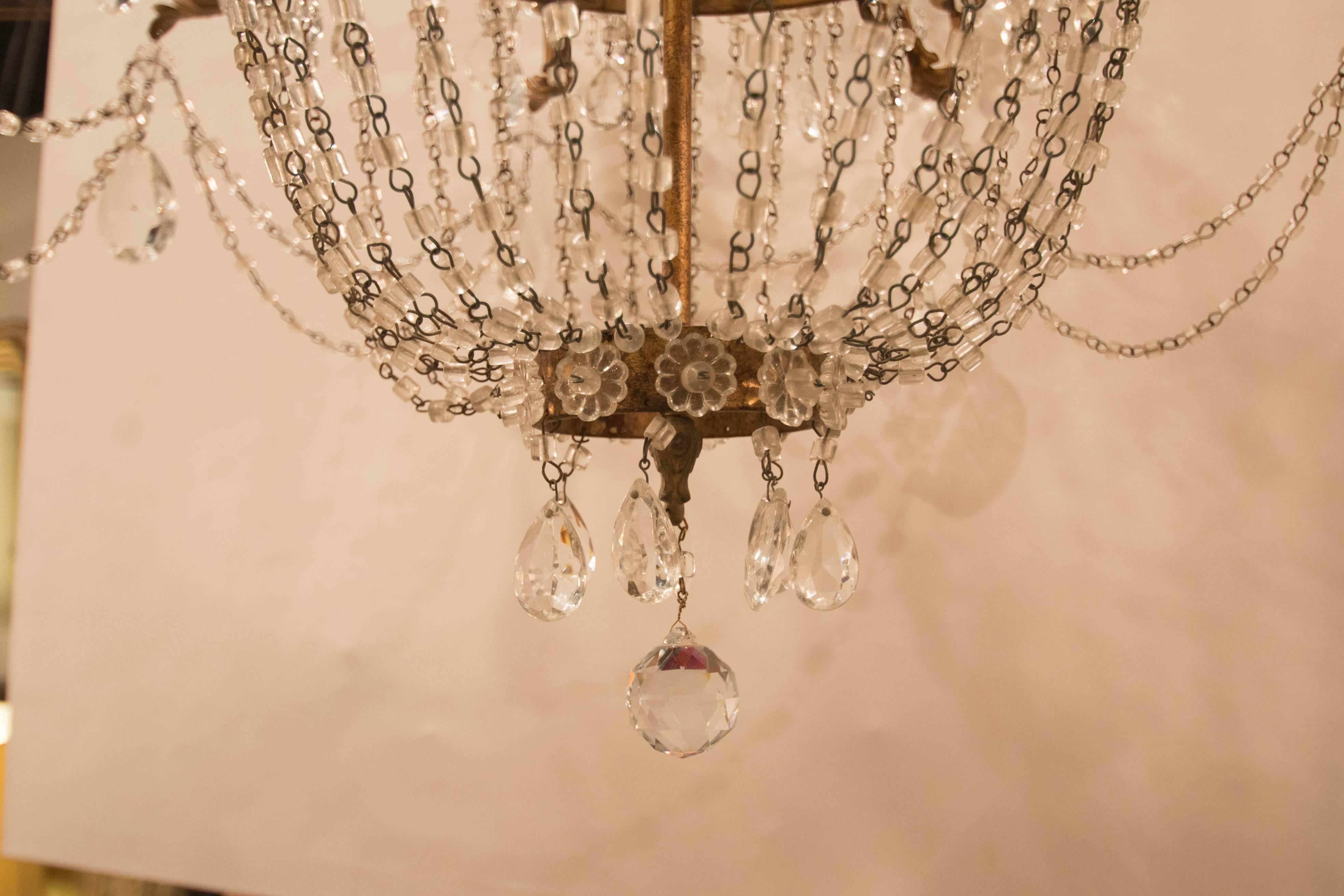 Early 19th Century French Empire Crystal and Tole Chandelier 2