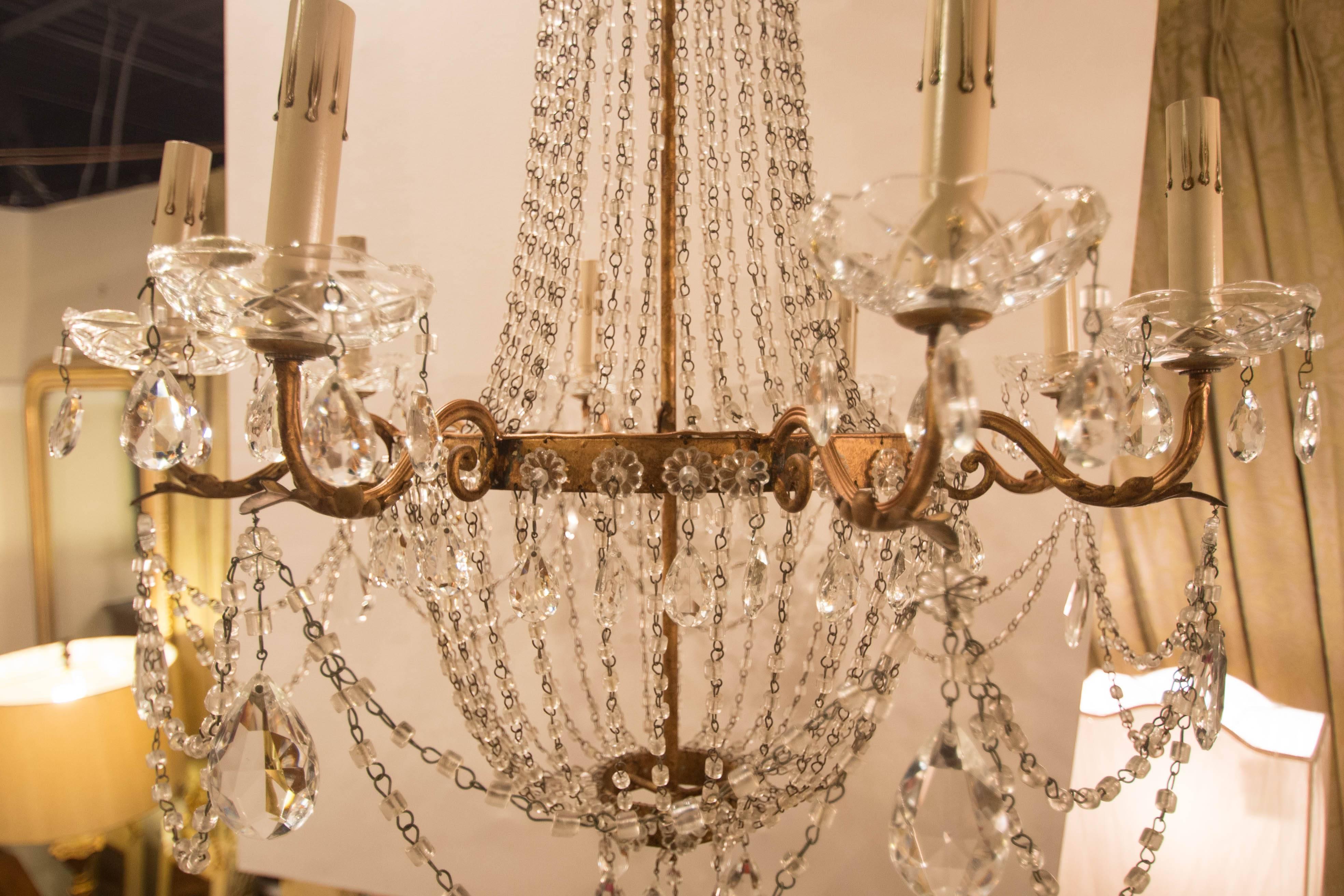 Early 19th Century French Empire Crystal and Tole Chandelier 3