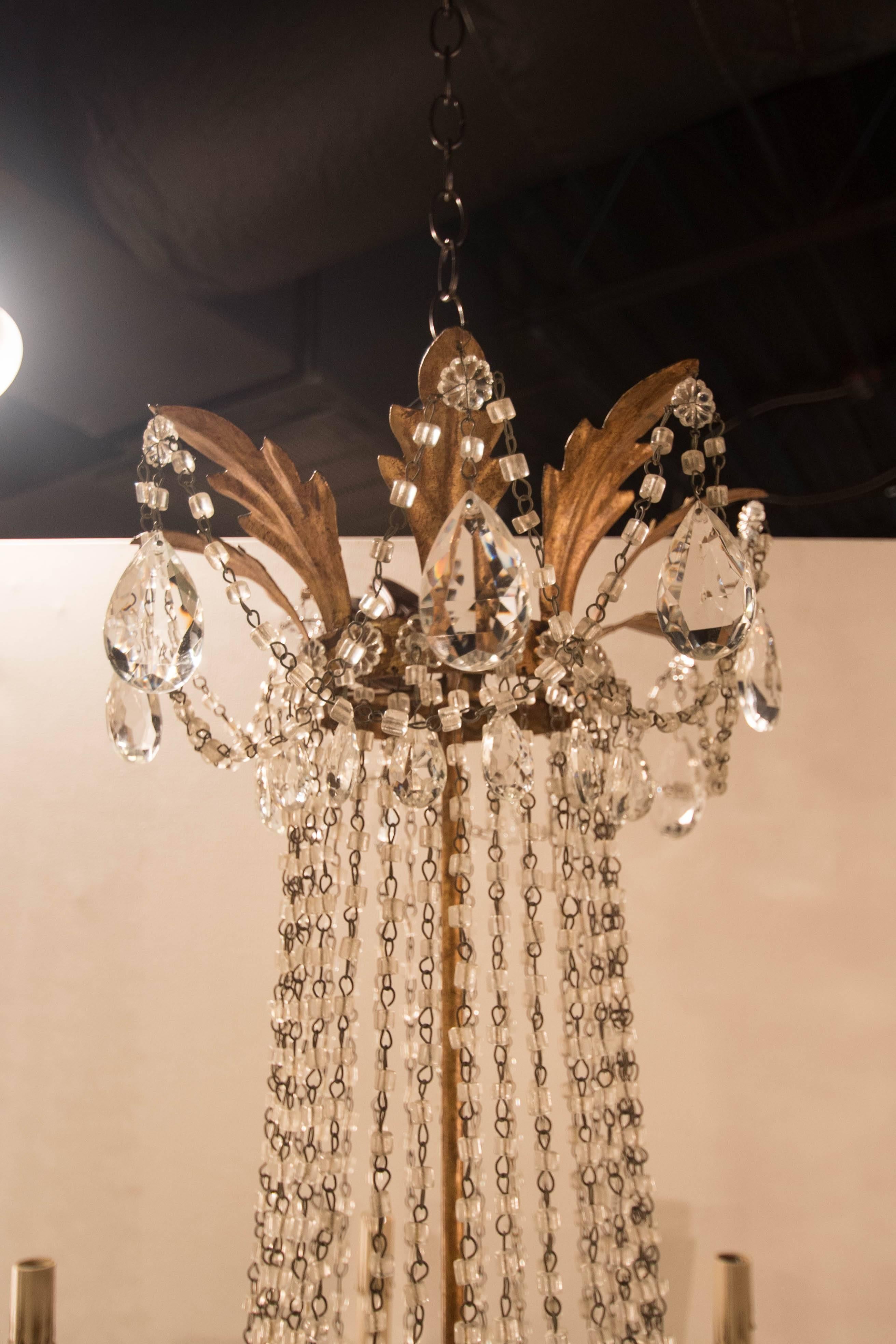 Early 19th Century French Empire Crystal and Tole Chandelier 4