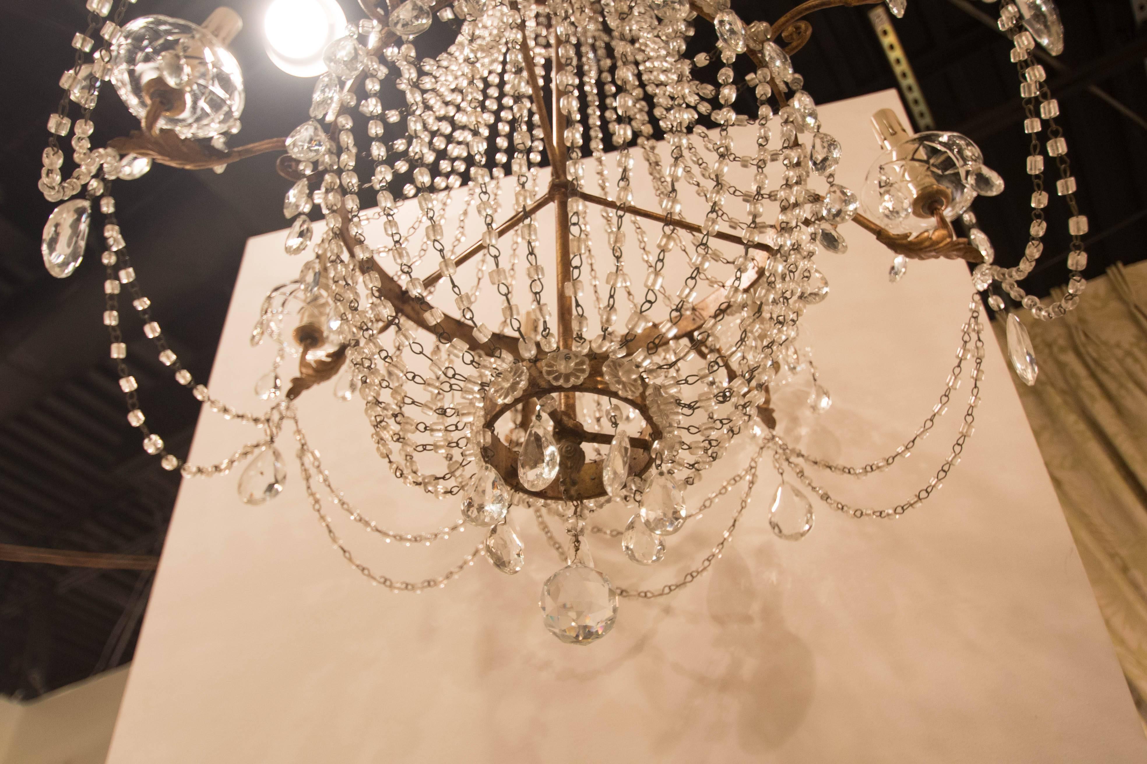 Early 19th Century French Empire Crystal and Tole Chandelier 5