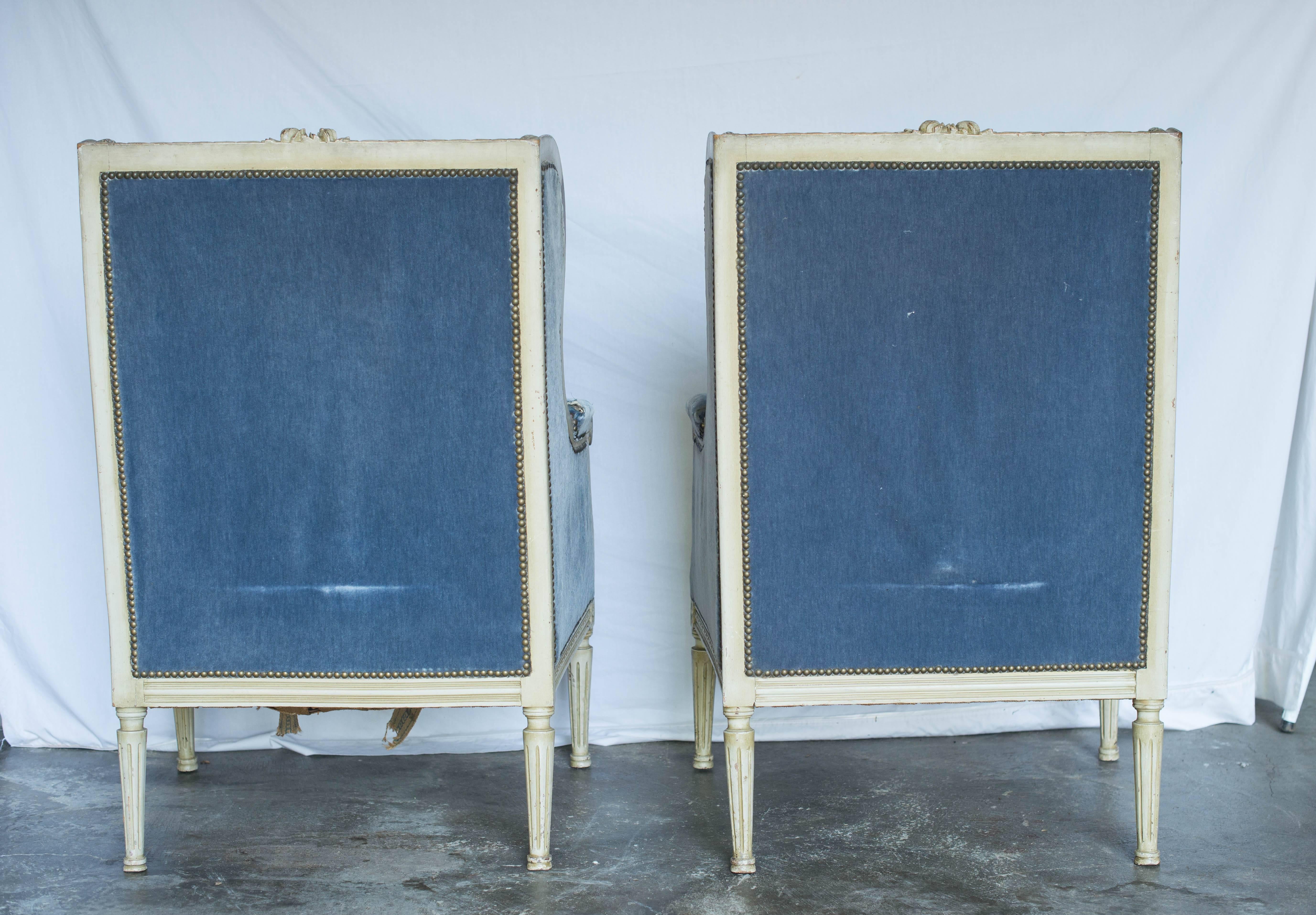Pair of 19th Century French Louis XVI Style Bergere Chairs 2