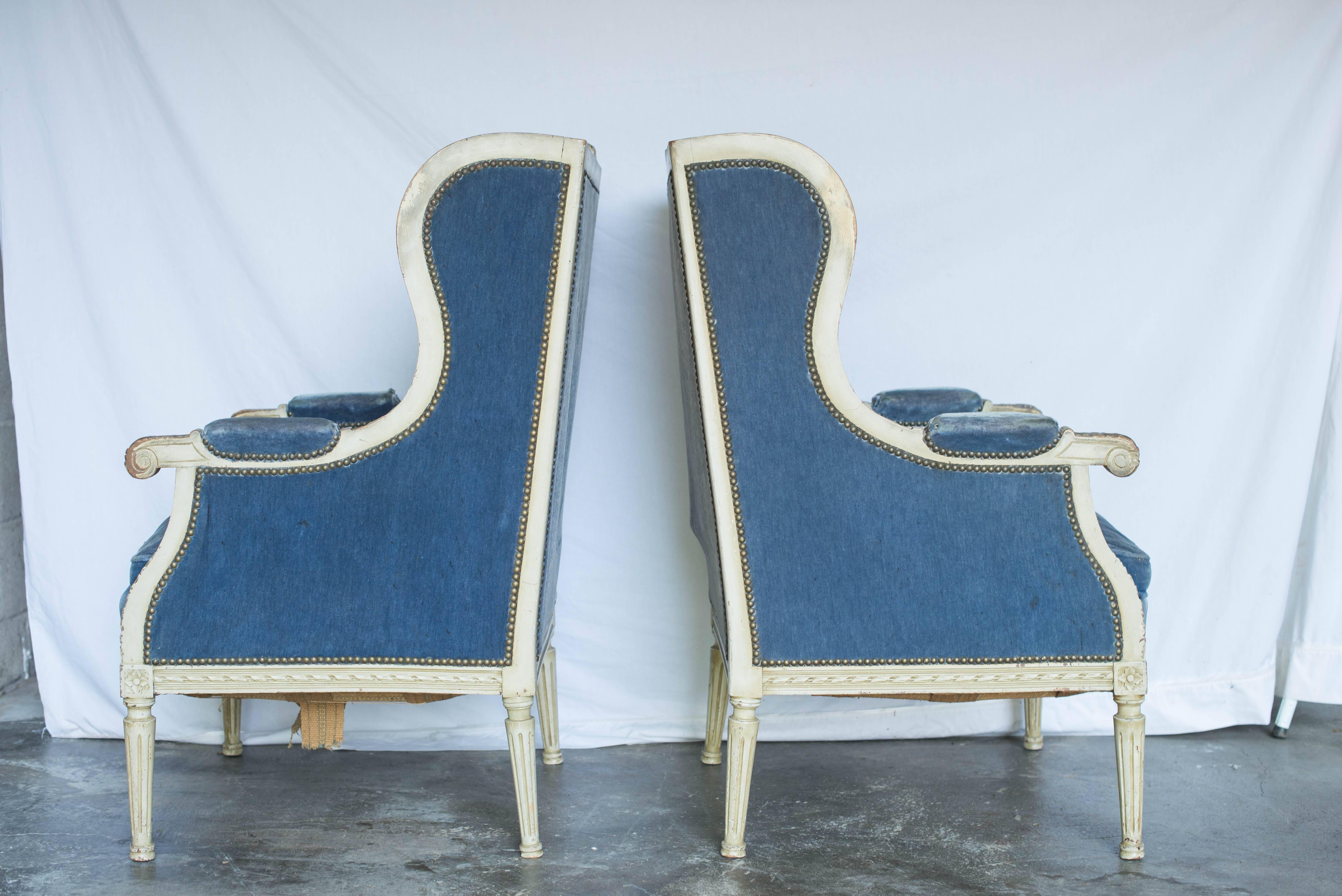 Pair of 19th Century French Louis XVI Style Bergere Chairs 3