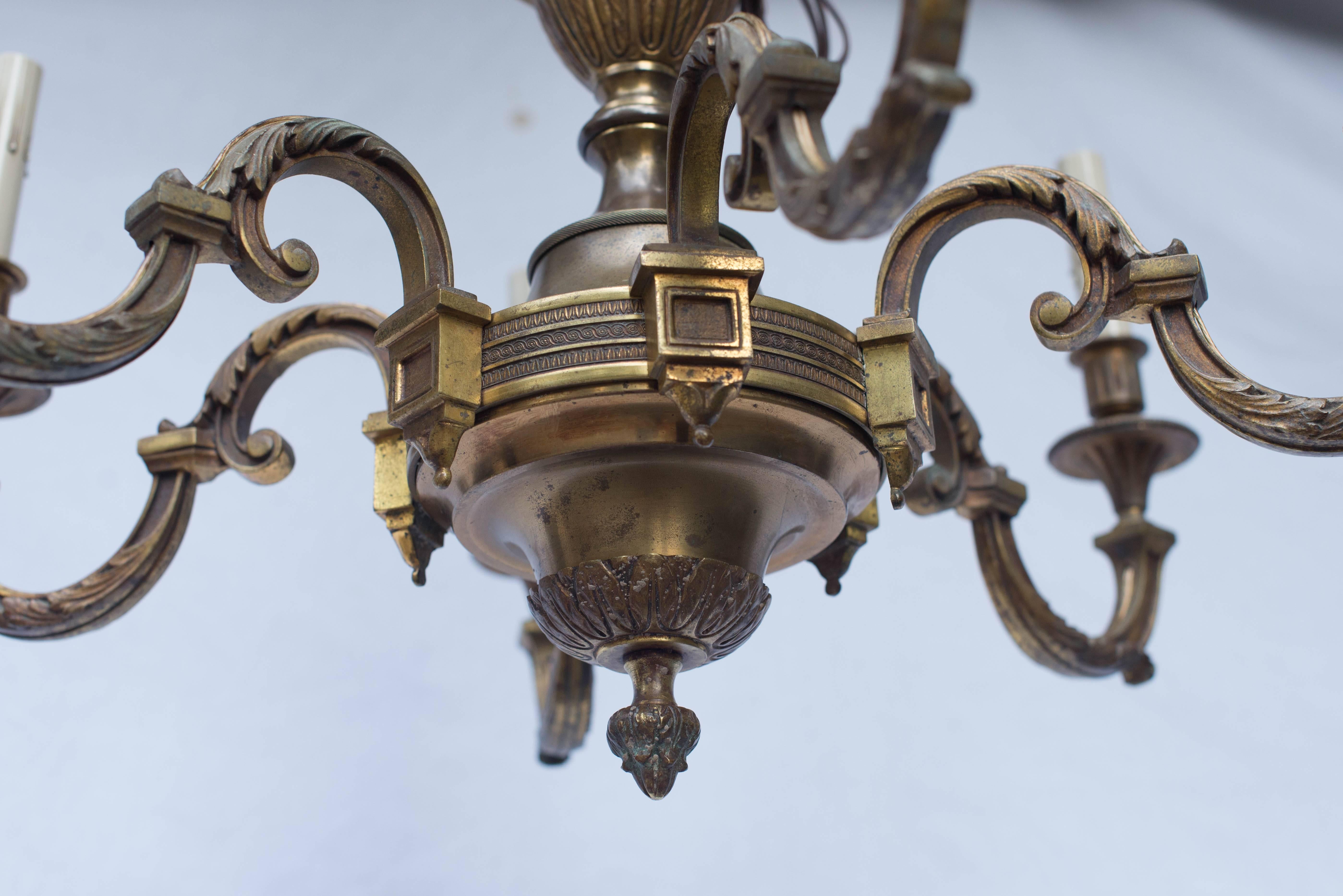 Early 20th Century French Empire Bronze Chandelier 1