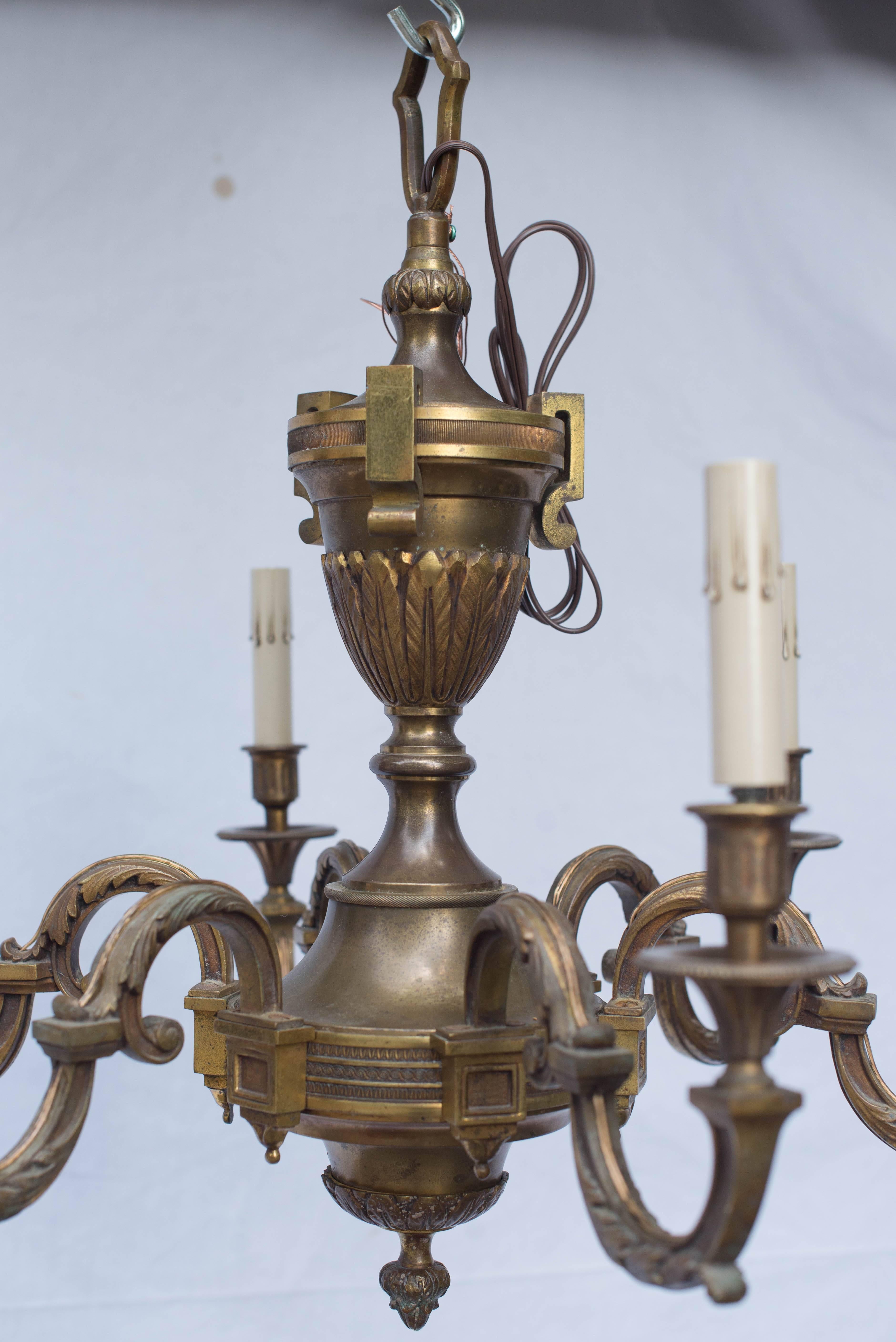 Early 20th Century French Empire Bronze Chandelier 2
