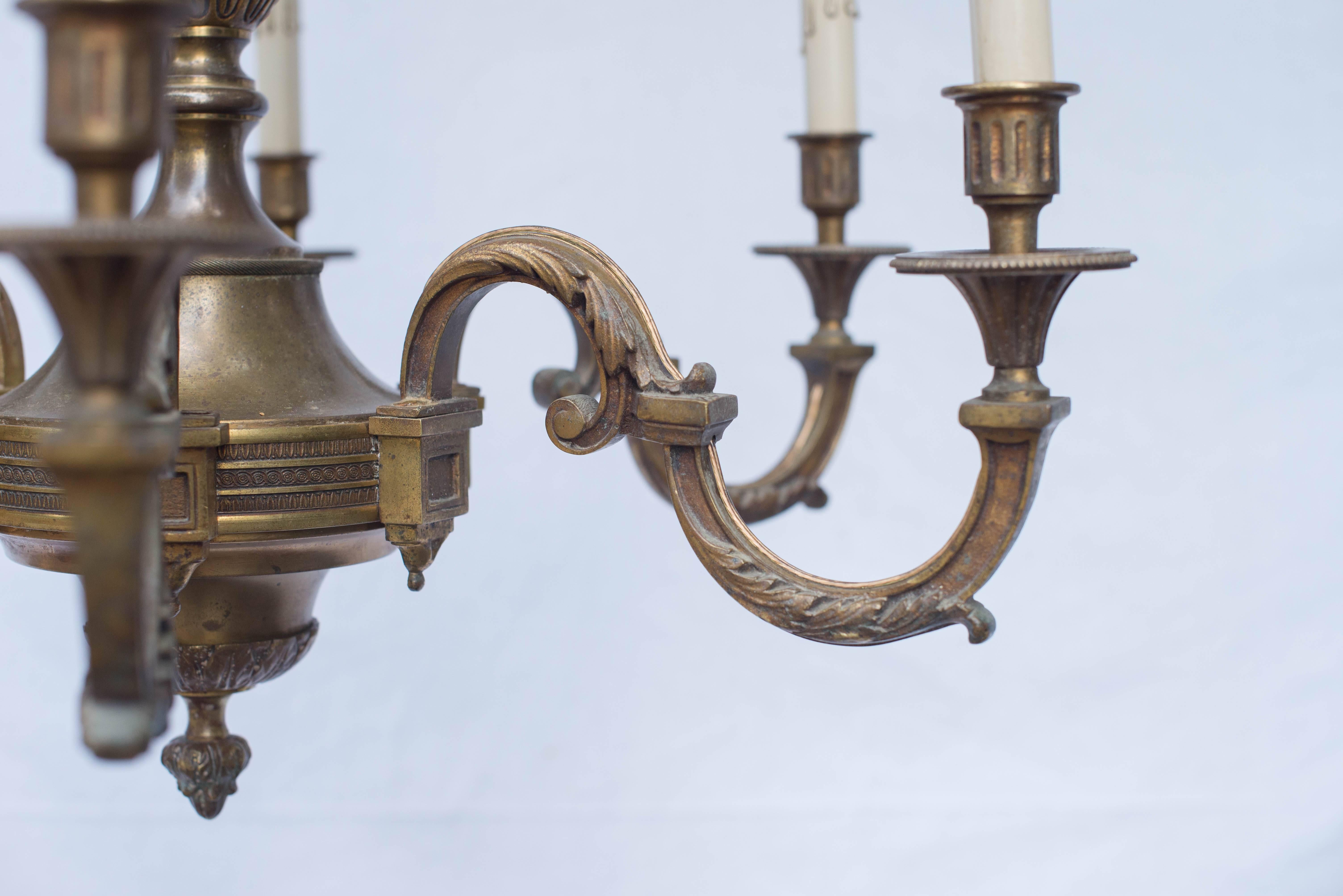Early 20th Century French Empire Bronze Chandelier 3