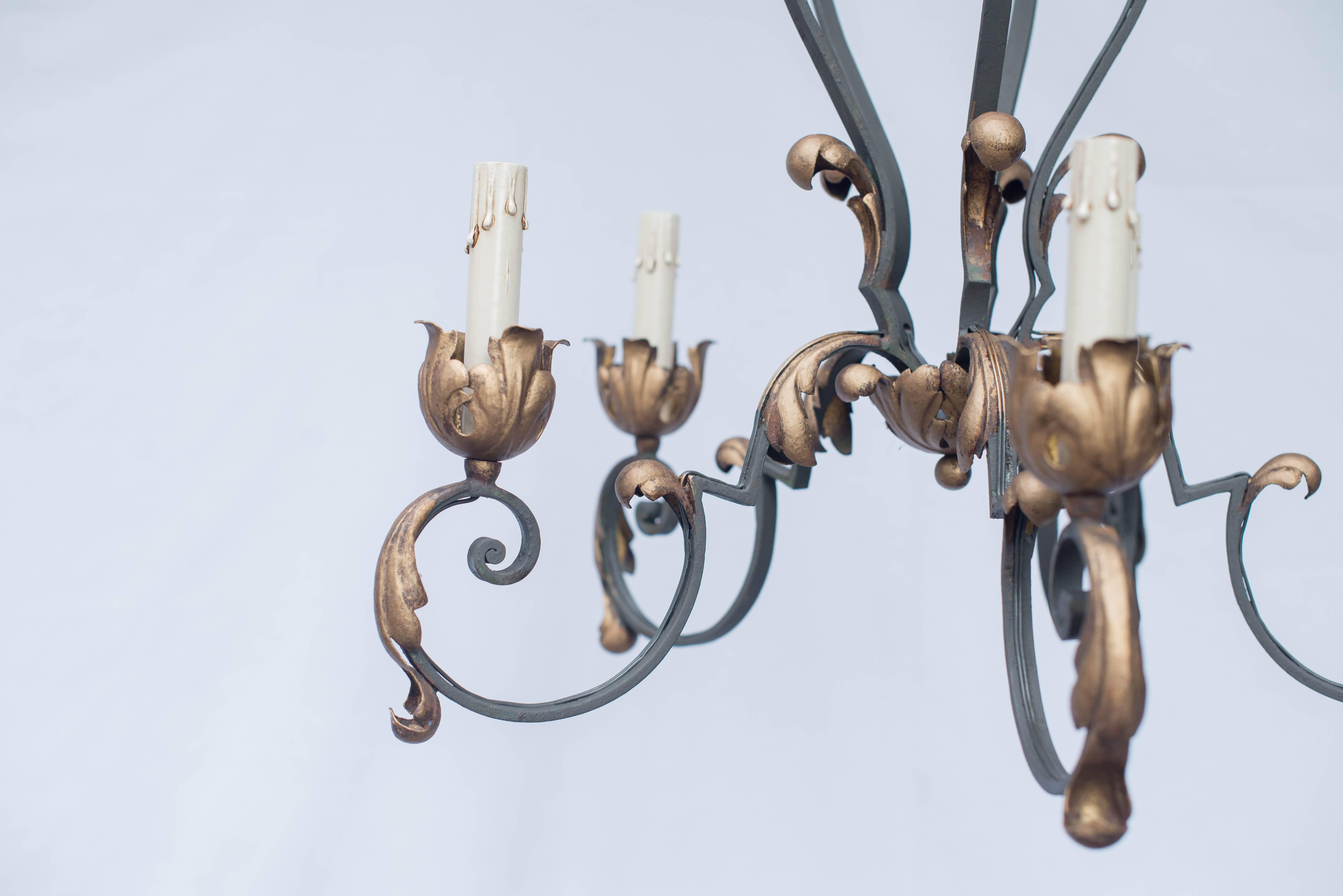 Early 20th Century French Iron Chandelier In Excellent Condition For Sale In Nashville, TN
