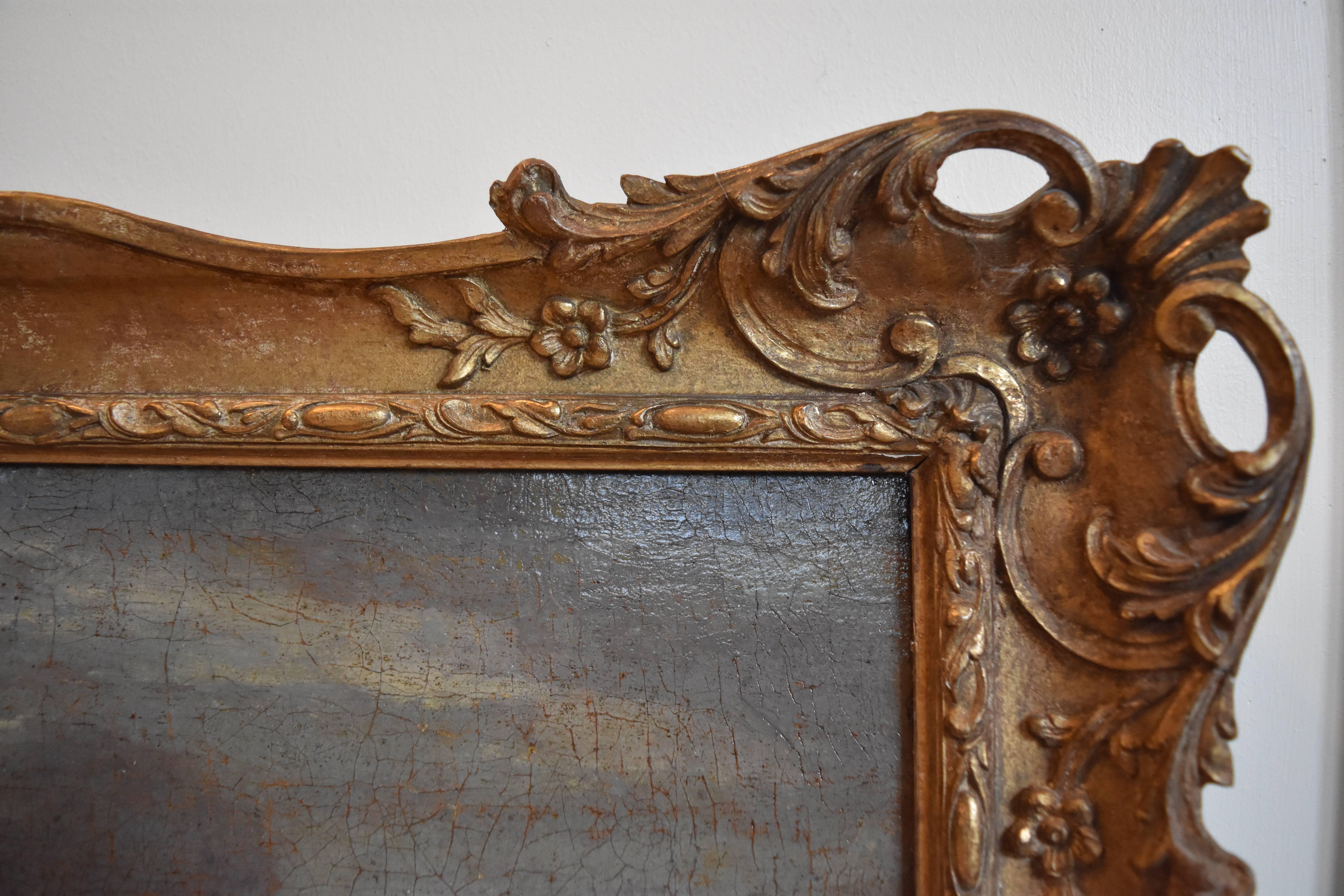 17th Century English Landscape in Giltwood Frame In Excellent Condition In Nashville, TN