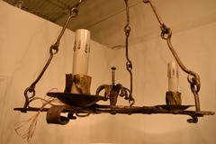 Pair of 20th Century Gilded Iron Chandeliers from Barcelona