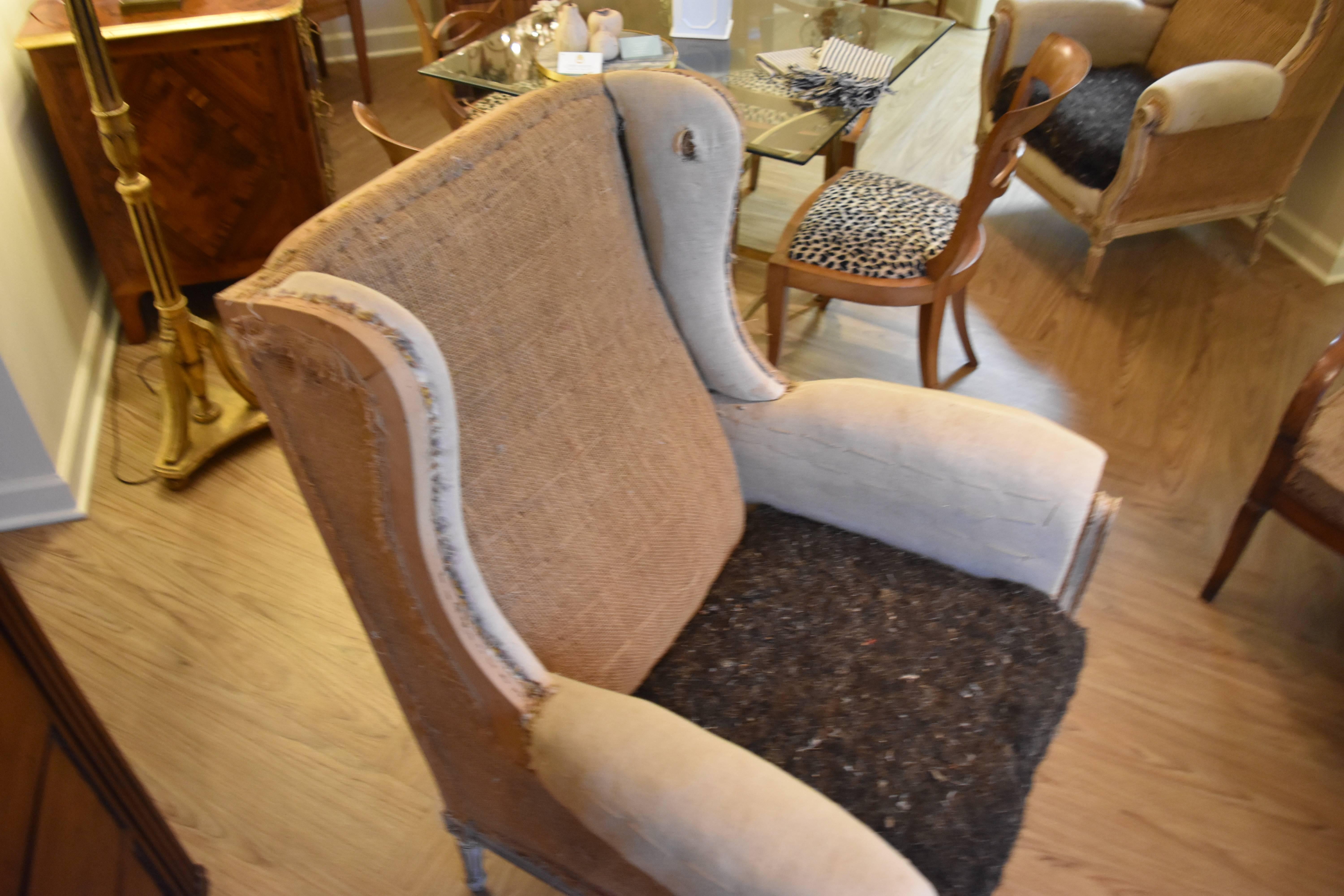 Pair of 19th Century Louis XVI Style Wingback Chairs In Excellent Condition In Nashville, TN
