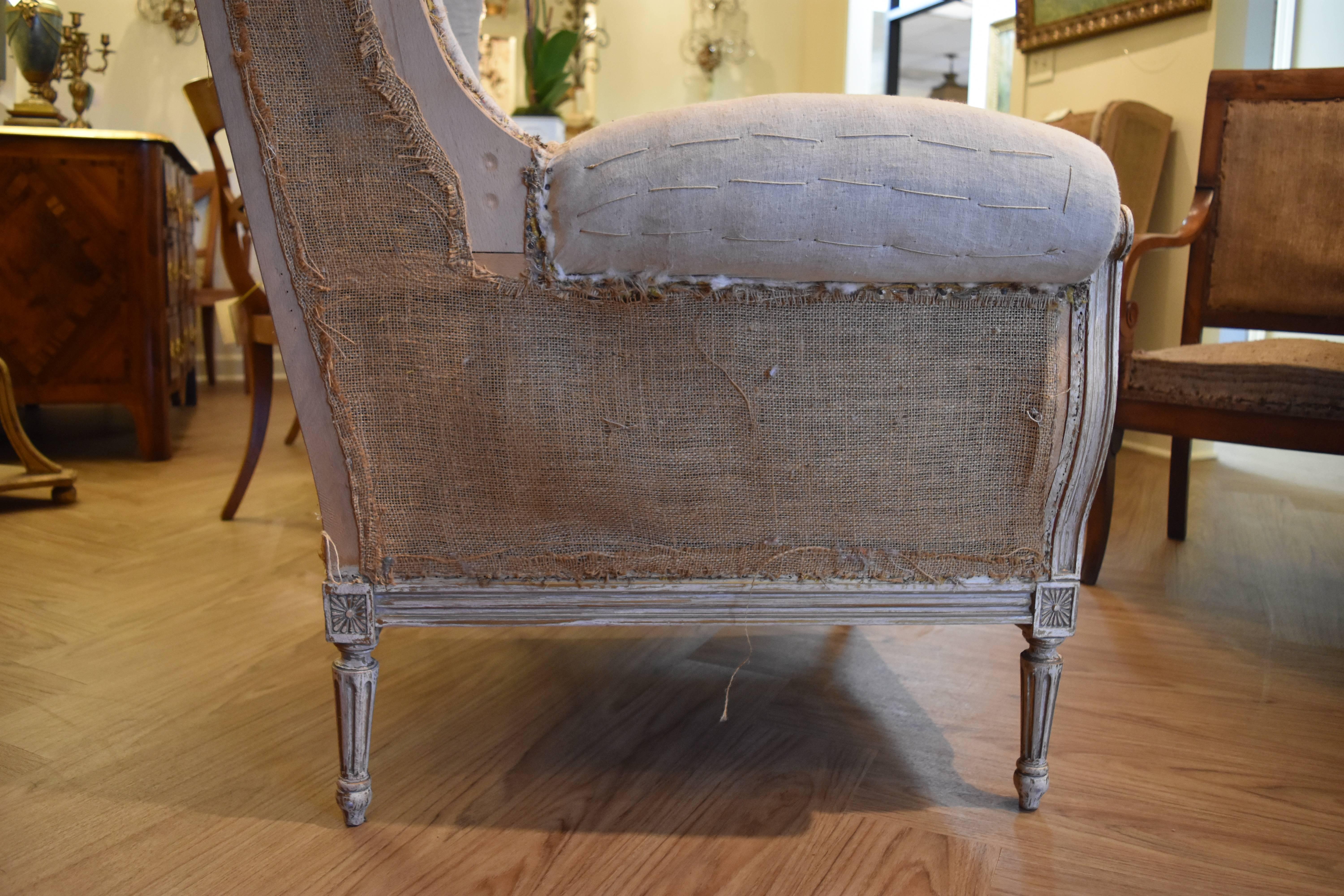 Wood Pair of 19th Century Louis XVI Style Wingback Chairs