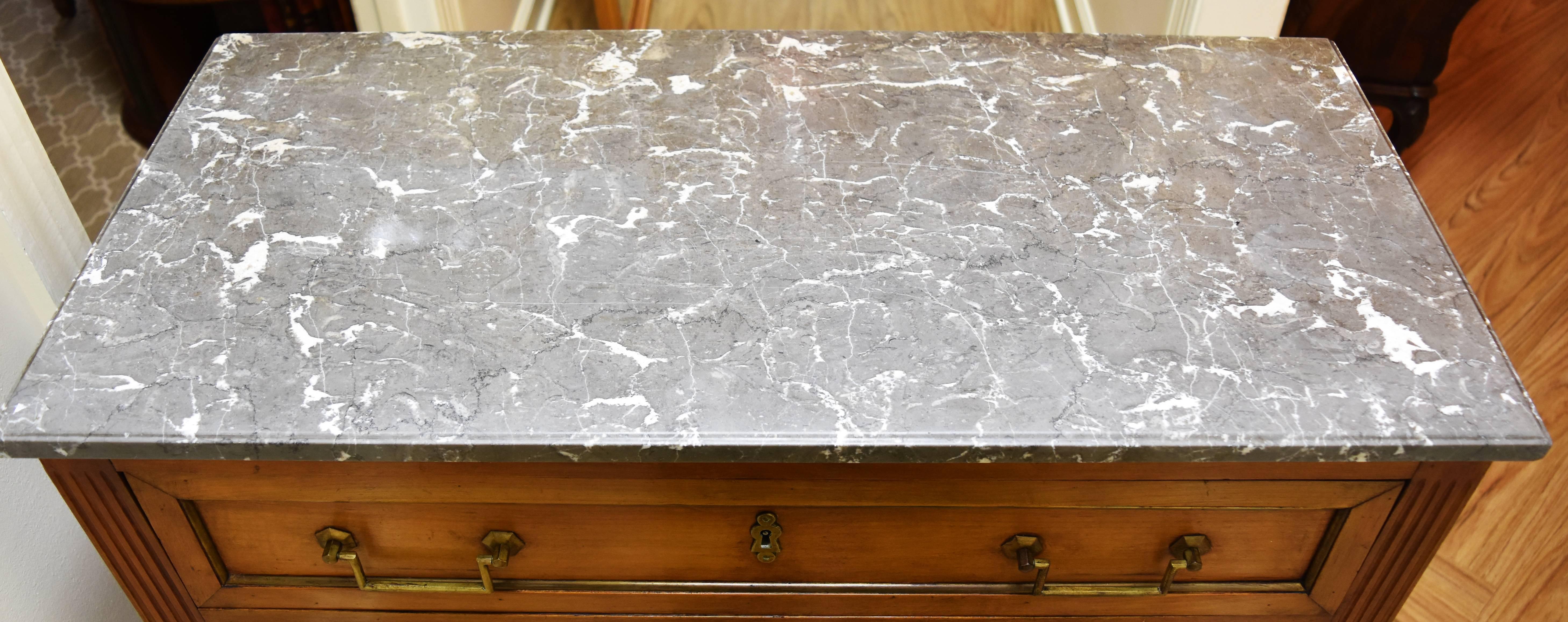 French Louis XVI Style Marble Top Three-Drawer Commode