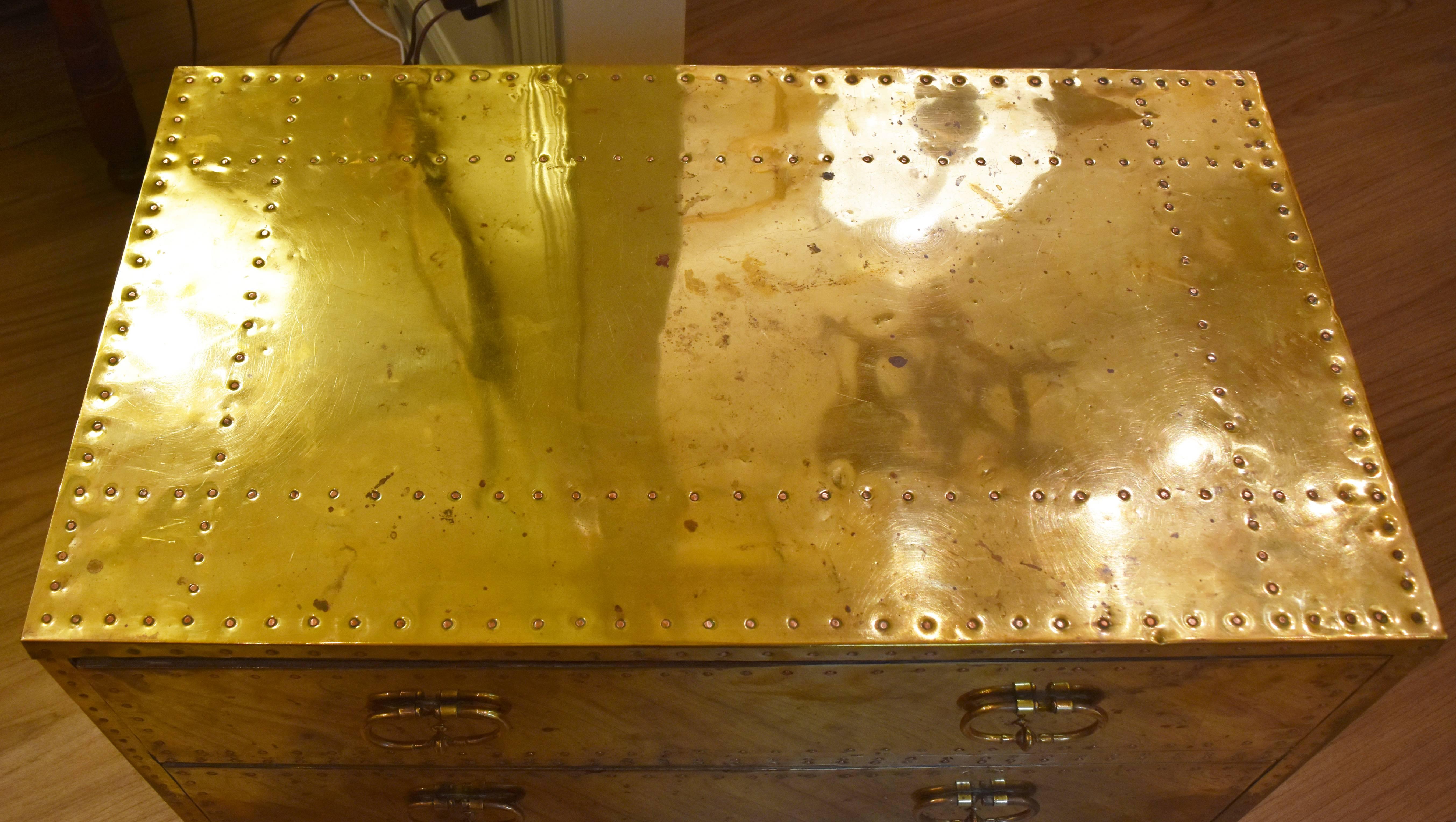Midcentury Brass Campaign Chest or Coffee Table 1