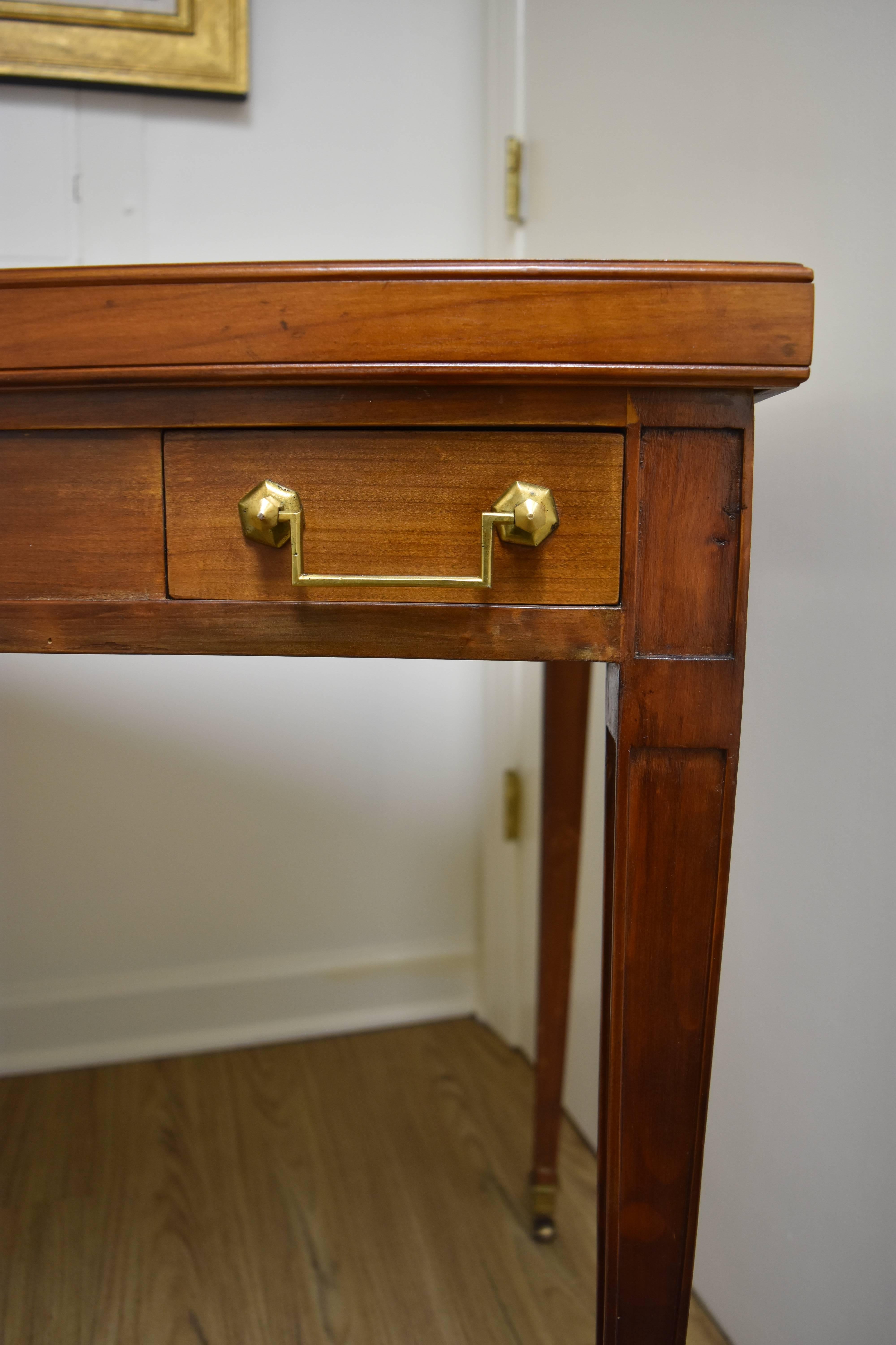 Louis XVI Style Walnut Game Table with Reversible Top  1