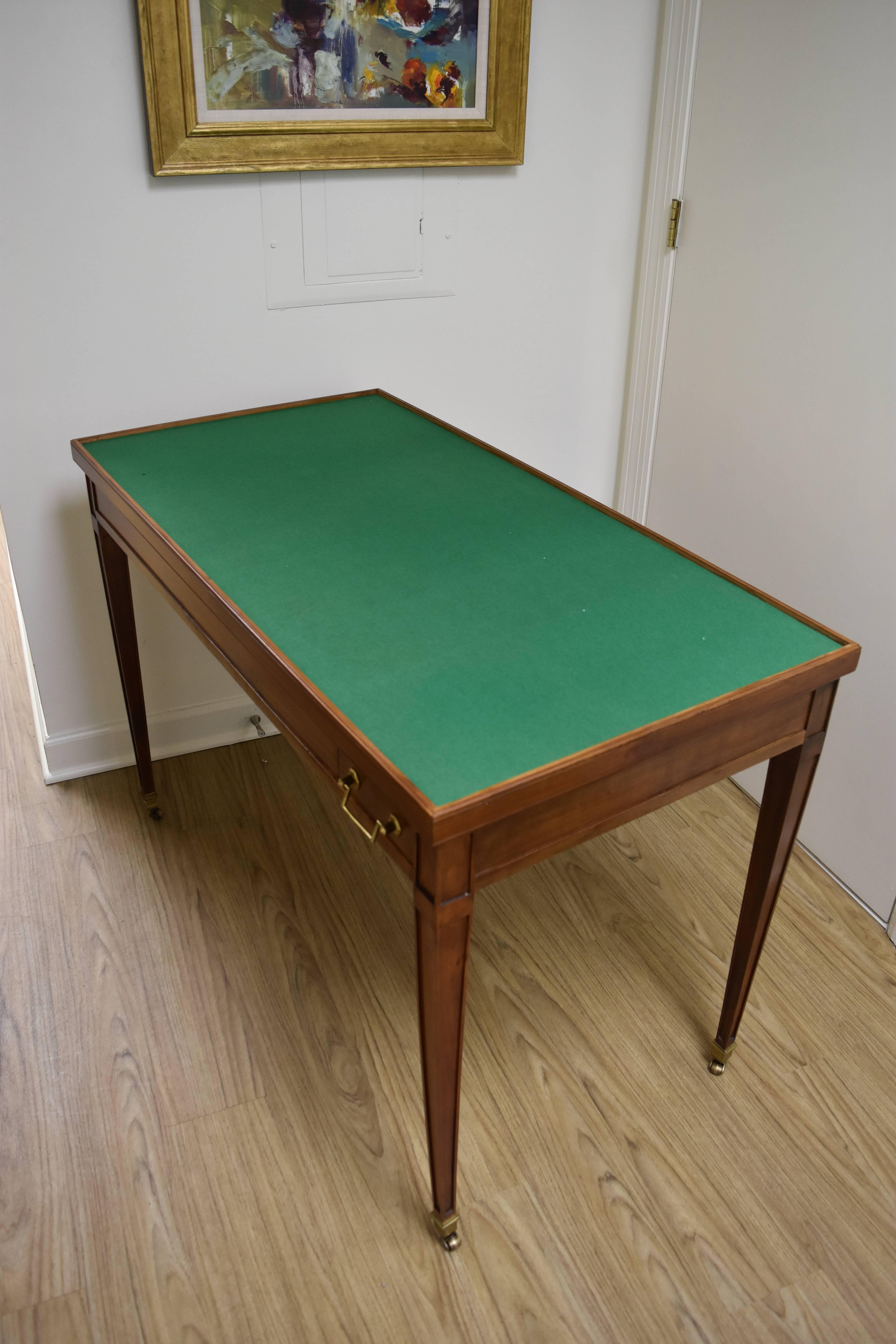French Louis XVI Style Walnut Game Table with Reversible Top 