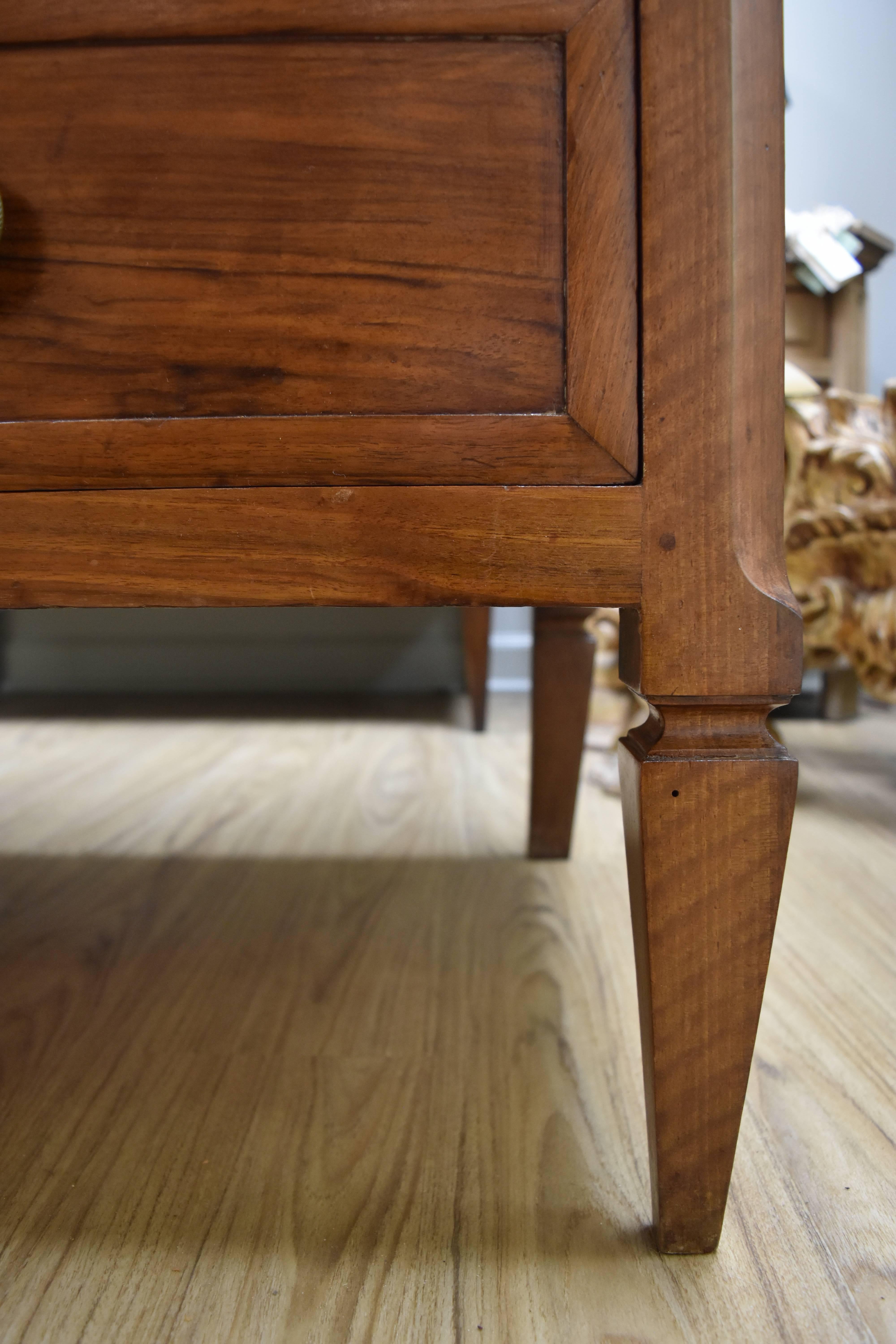 19th Century French Walnut Three-Drawer Commode with Marble Top 1