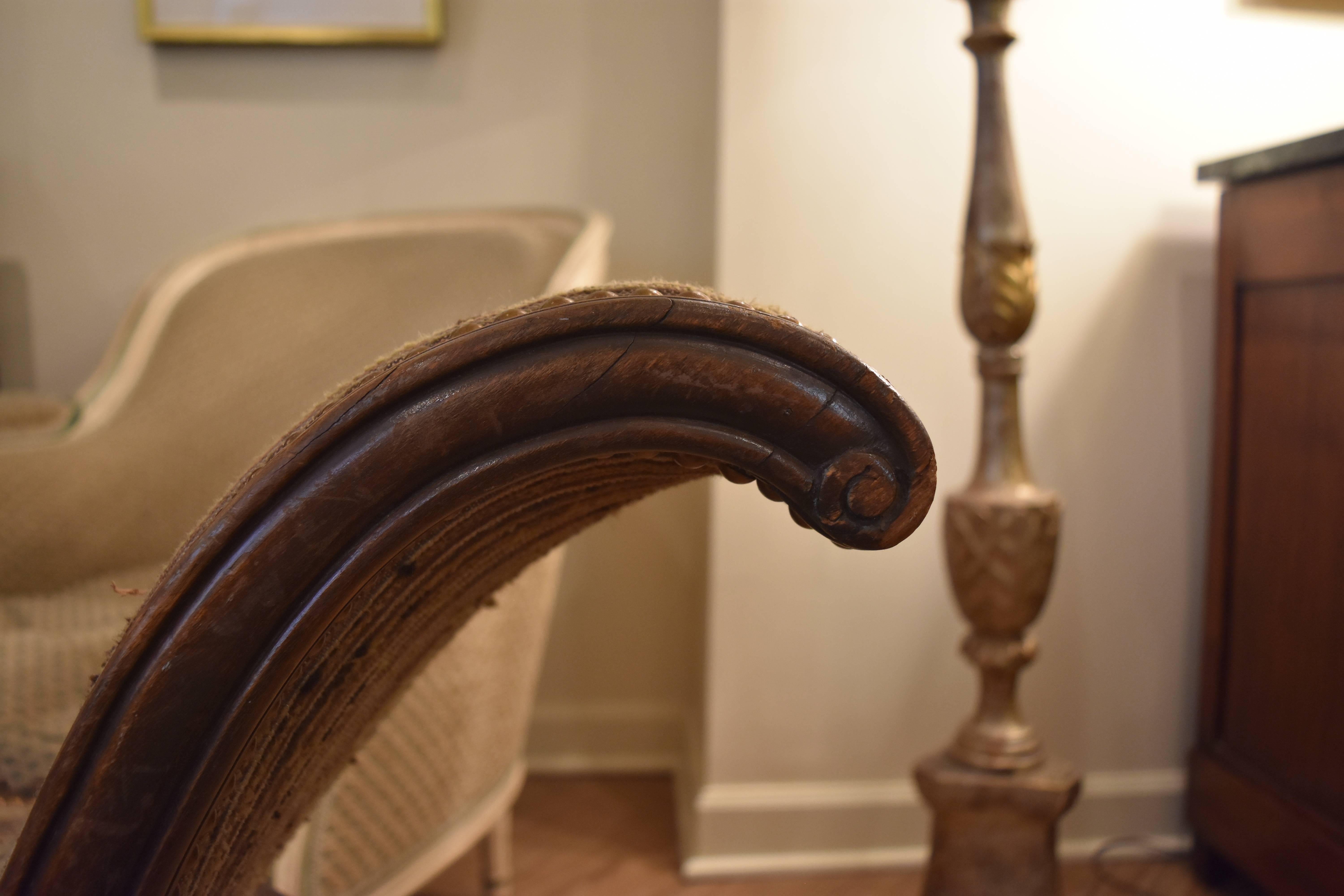 French Walnut Empire Style Hand-Carved X Form Bench 1