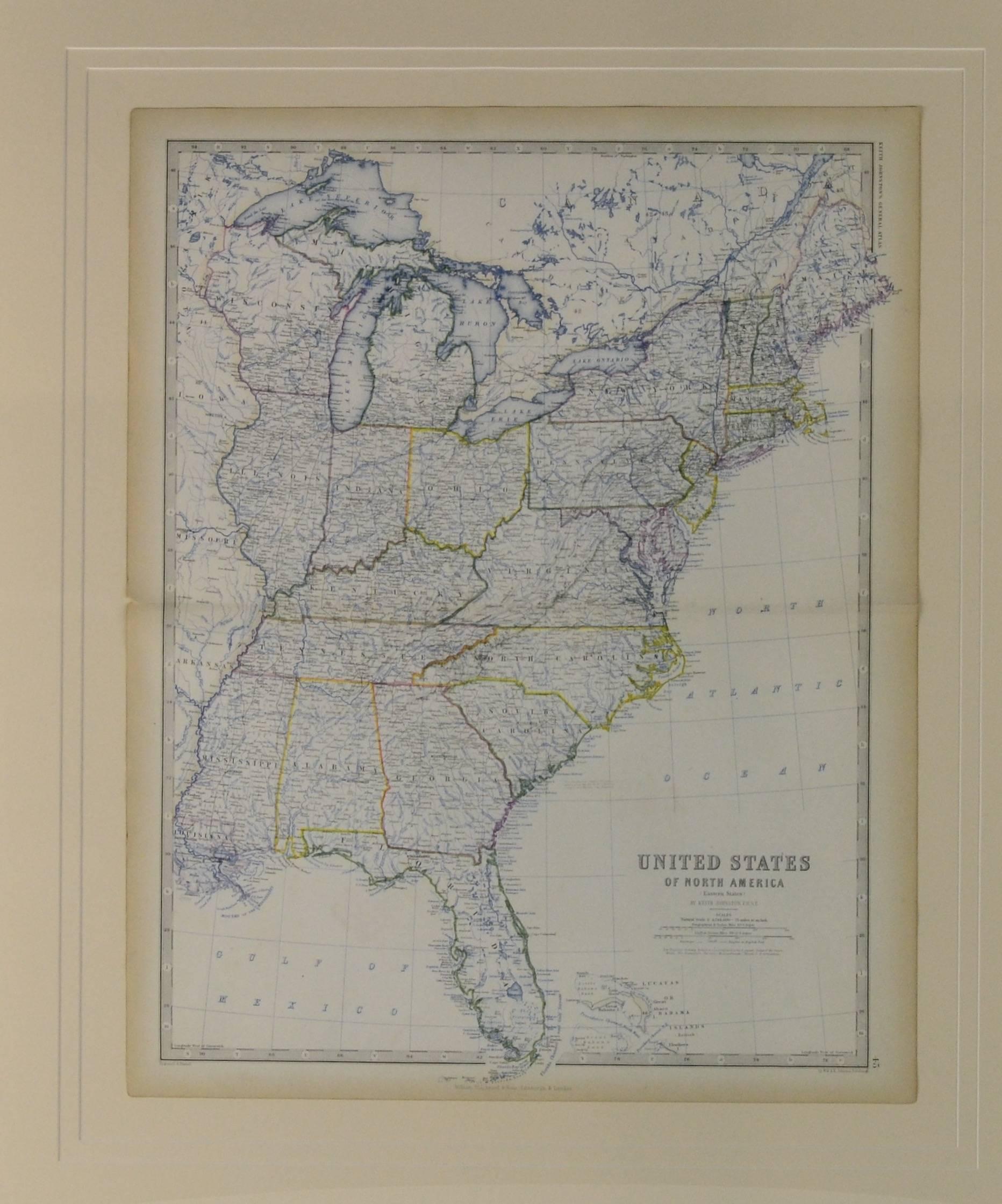 Antique map showing the early formation of the new United States.
Conservation framing with UV acrylic.
                        