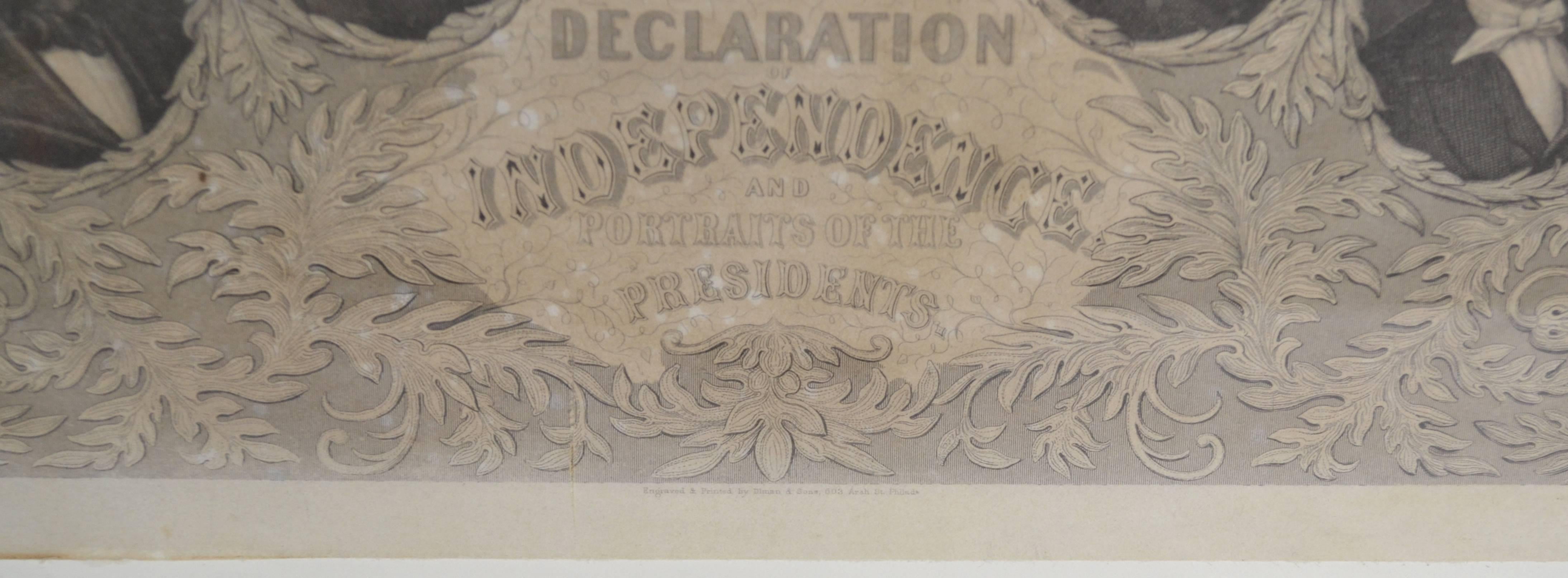 Engraved 1857 Printing of the Declaration of Independence