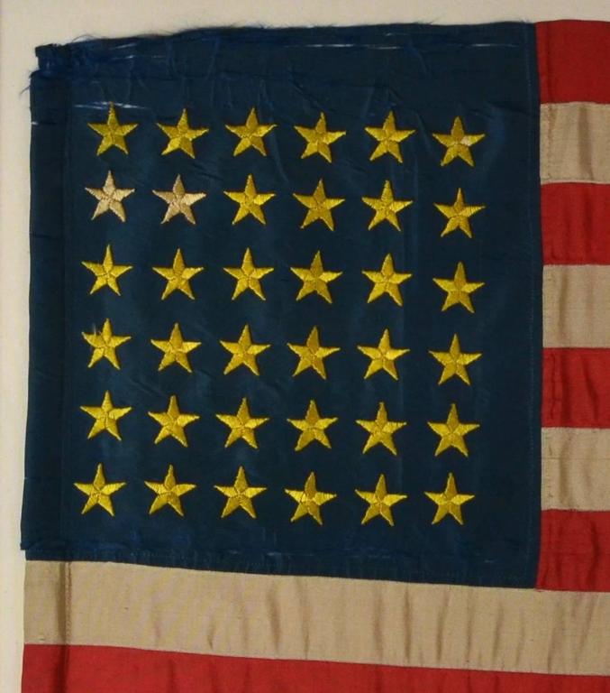 Hand-Sewn 36 Star Civil War Flag, Masterpiece In Excellent Condition For Sale In Acworth, GA