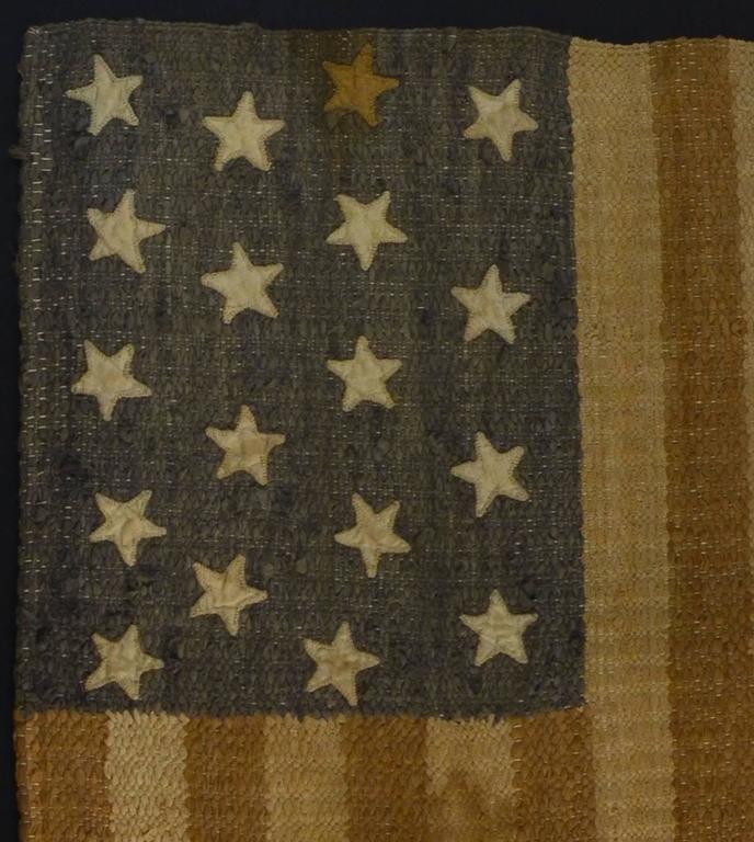 Folk Art 18 Star Flag, Civil War Era For Sale