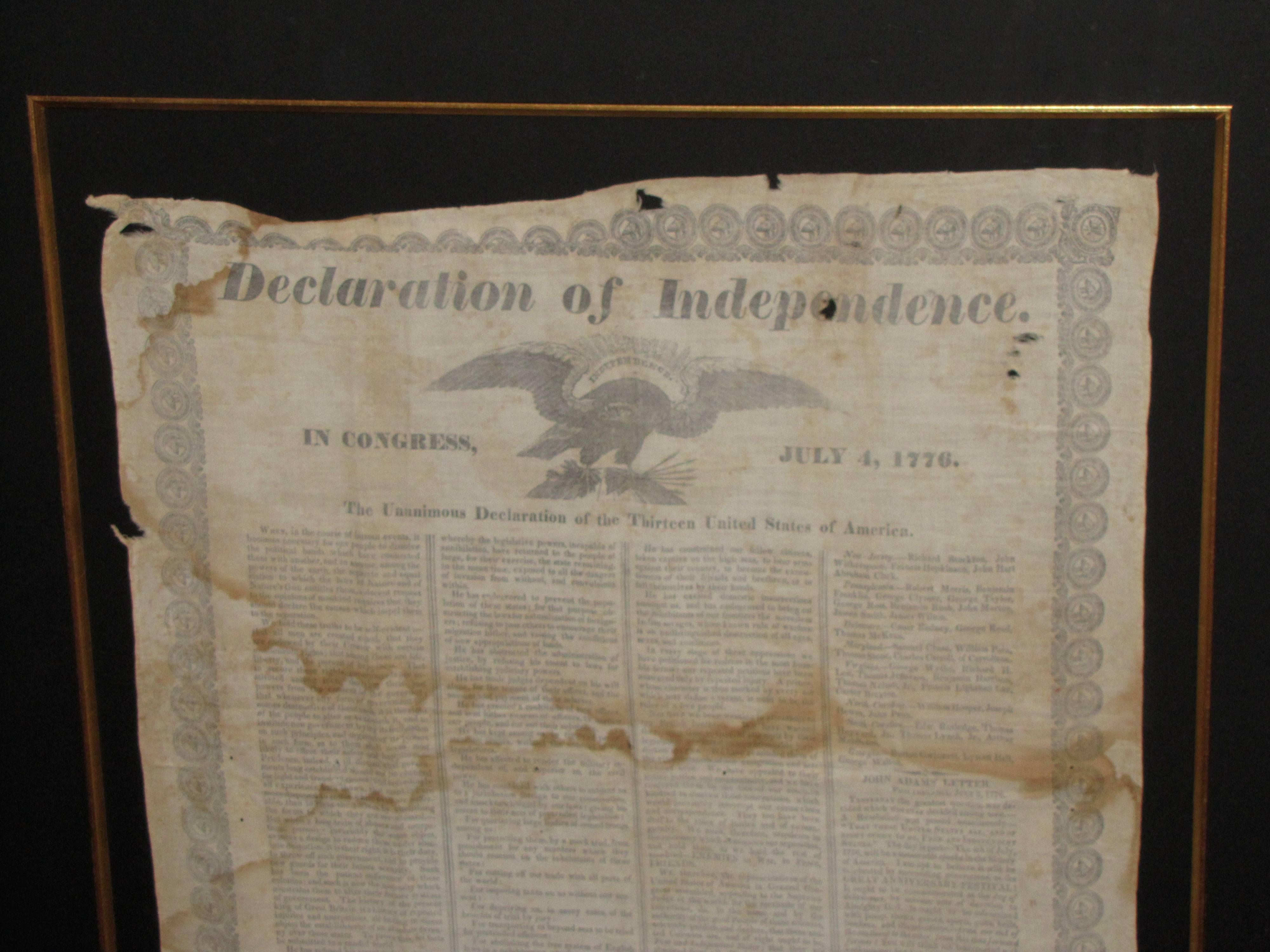 American Classical 1832 Declaration of Independence For Sale