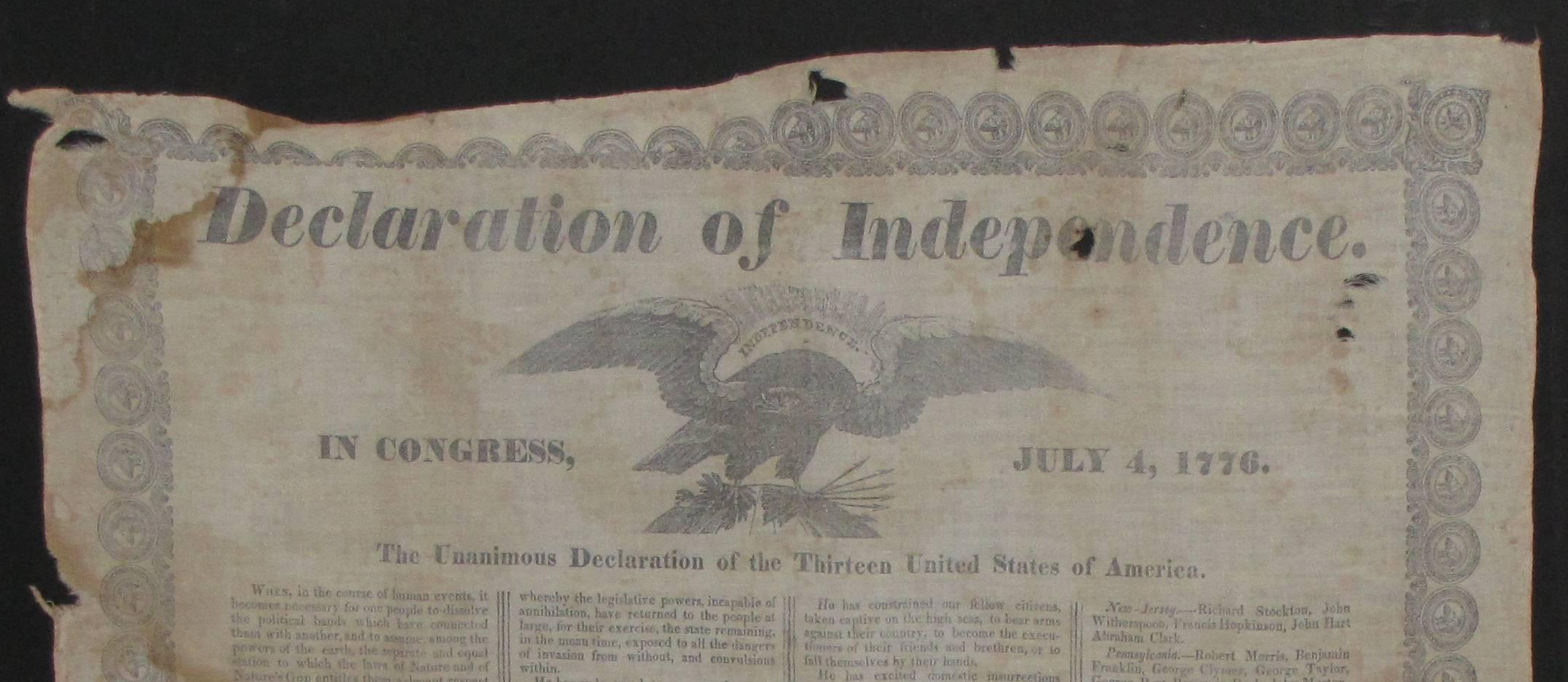 American 1832 Declaration of Independence For Sale