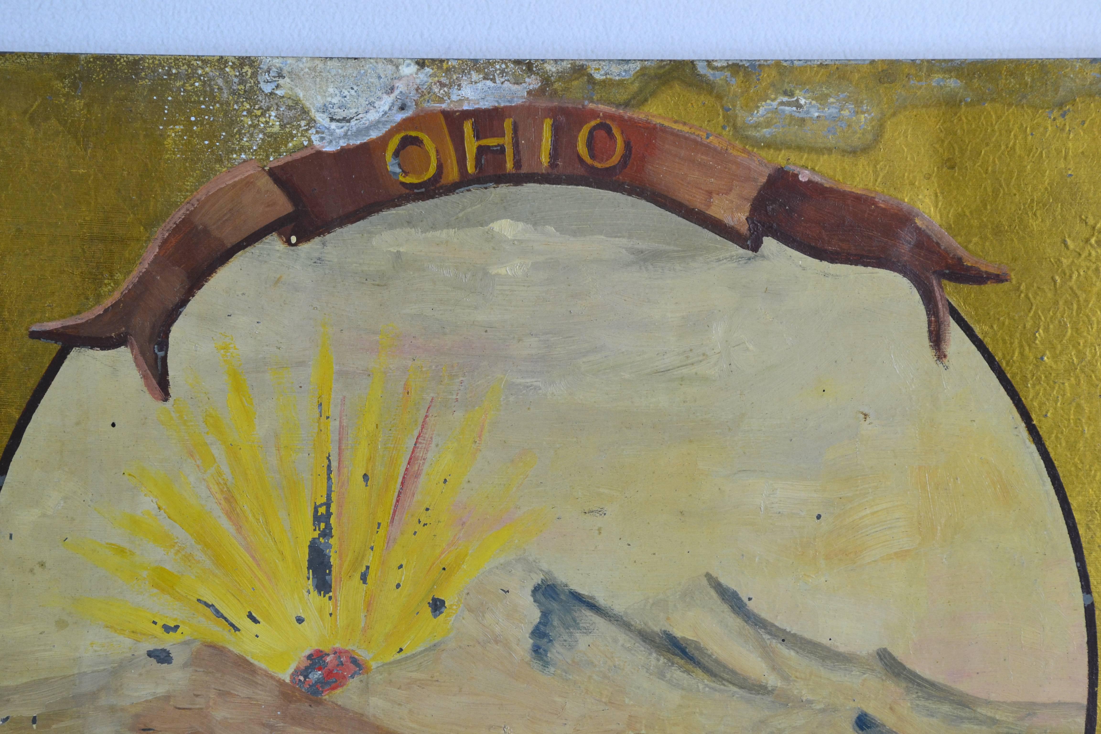 Aesthetic Movement Ohio State Seal, 1889, Hand-Painted For Sale