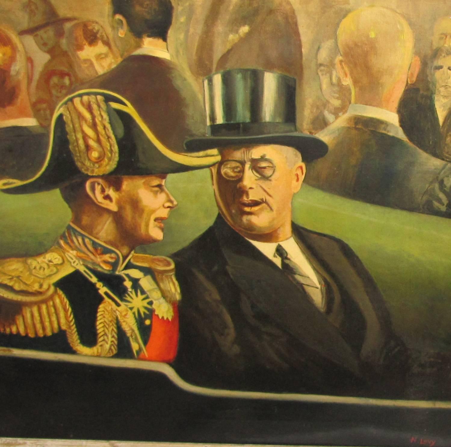 A original 1939 oil painting of President Franklin D. Roosevelt and King George VI signed by N. Levy a listed artist N. (Nat) Levy.
 A characterization oil painting of the two famous subjects produced for a poster. The original poster is at The FDR