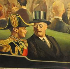 1939 Painting FDR and King George by Listed Artist