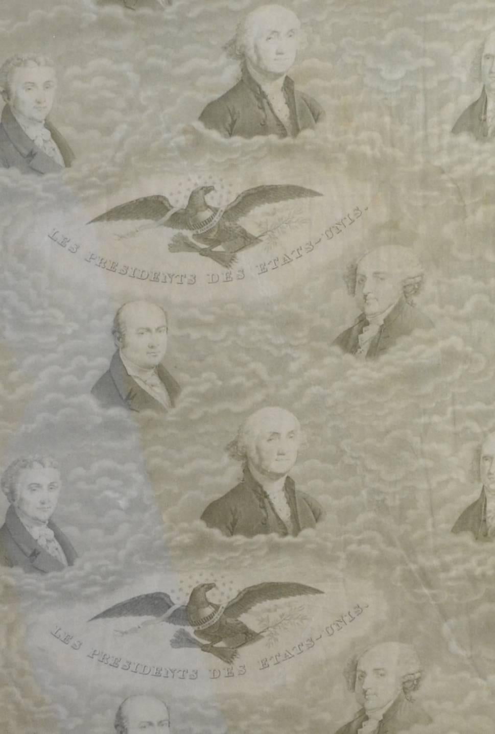 American Classical Printed Historic Textile, 1st Presidents, Presidential President For Sale