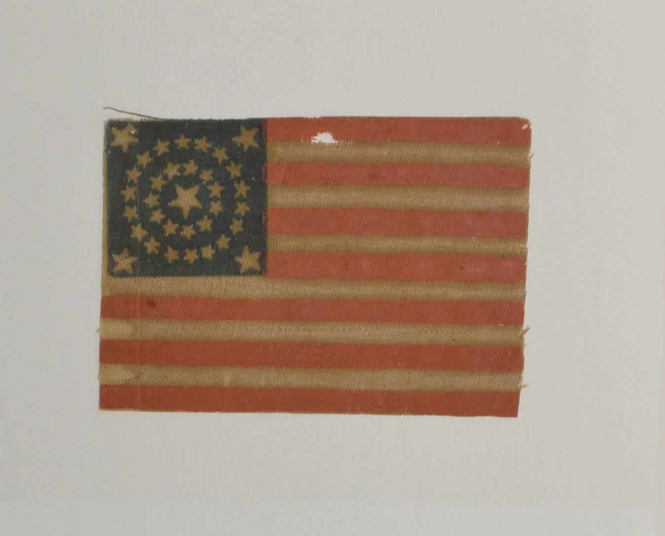 American Classical Rare Antique 34 Star Flag with Rare Arrangement, circa 1861 For Sale