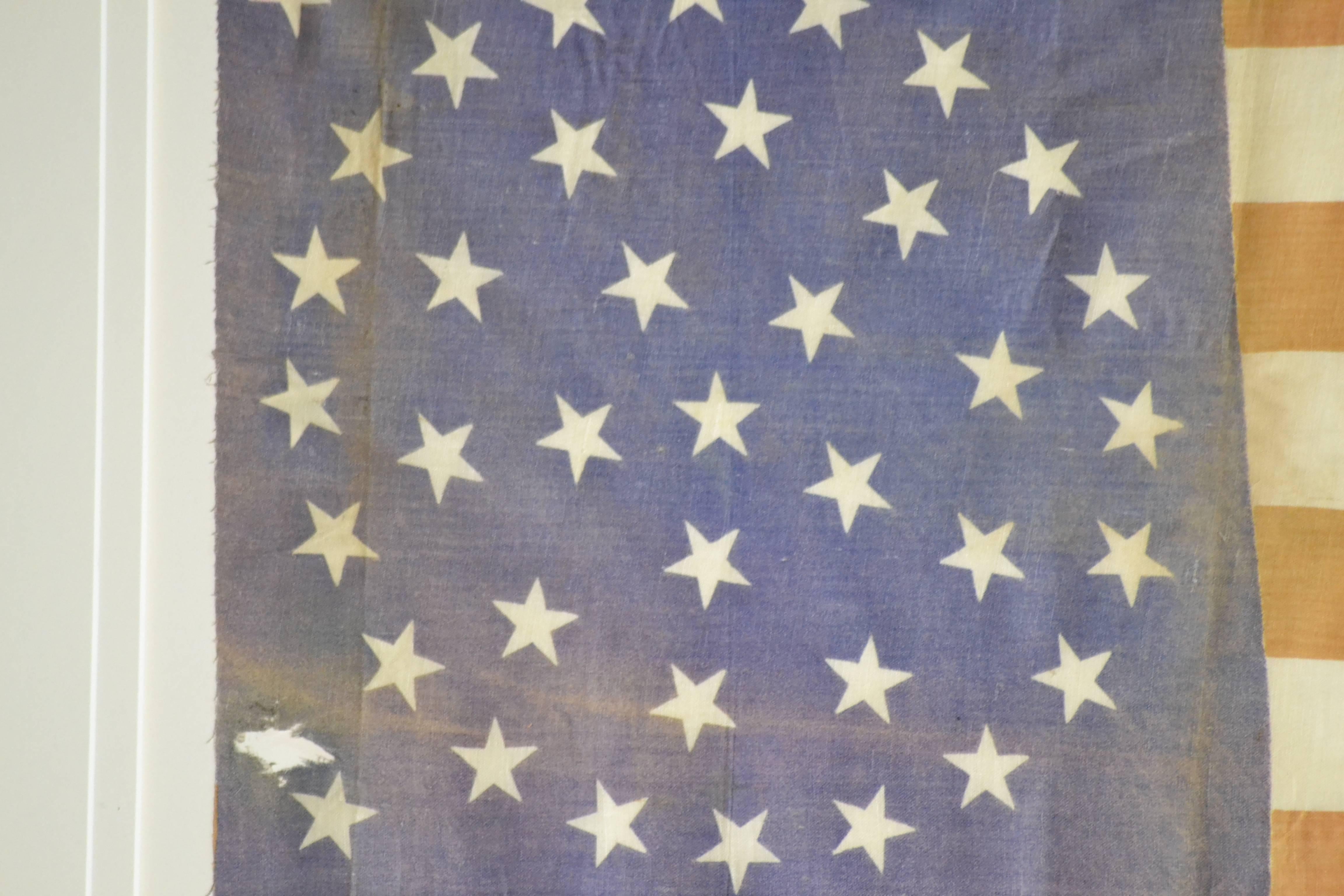 Pressed Rare Antique 38 Star Flag, circa 1876 For Sale