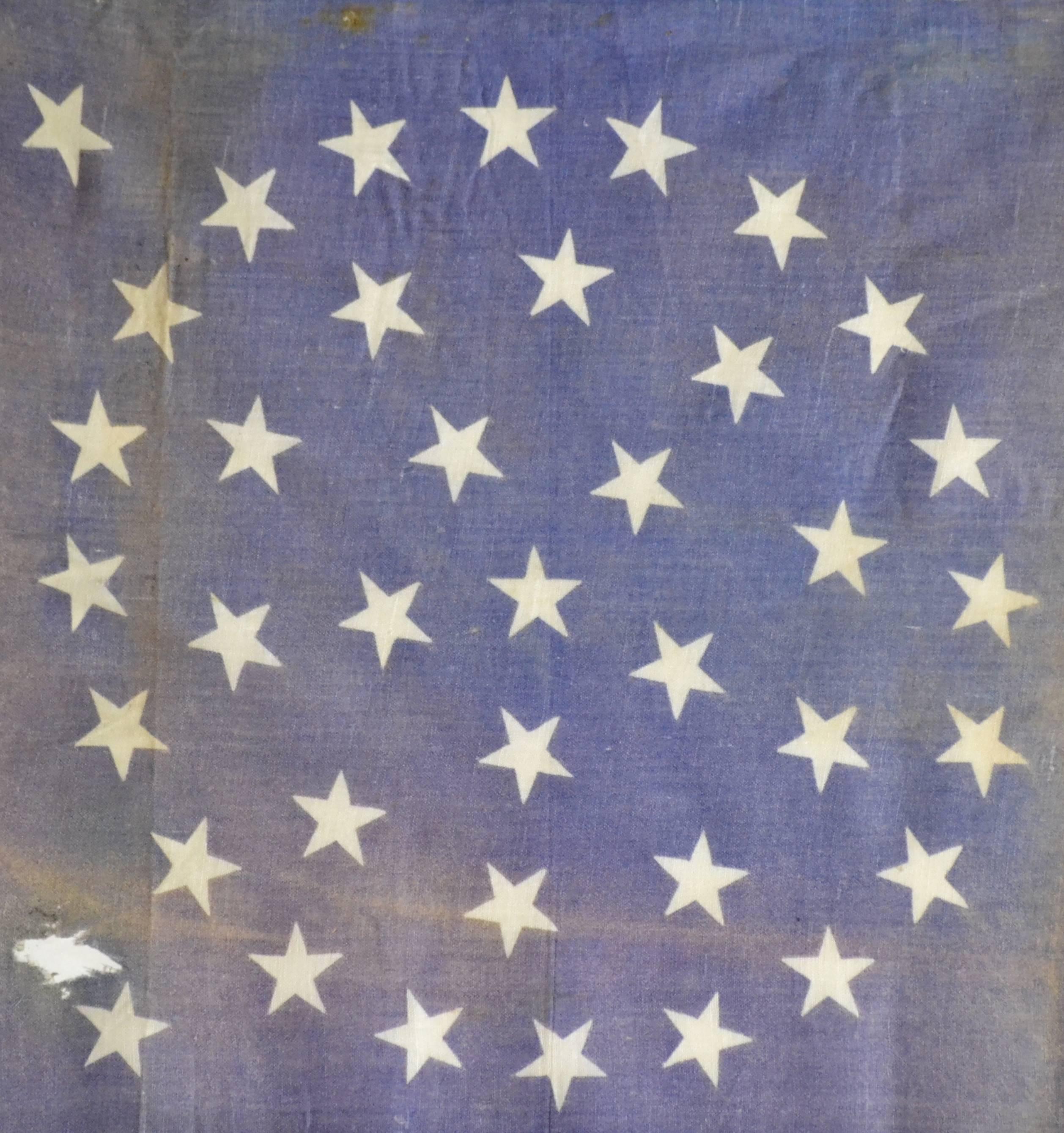Rare Antique 38 Star Flag, circa 1876 In Fair Condition For Sale In Acworth, GA