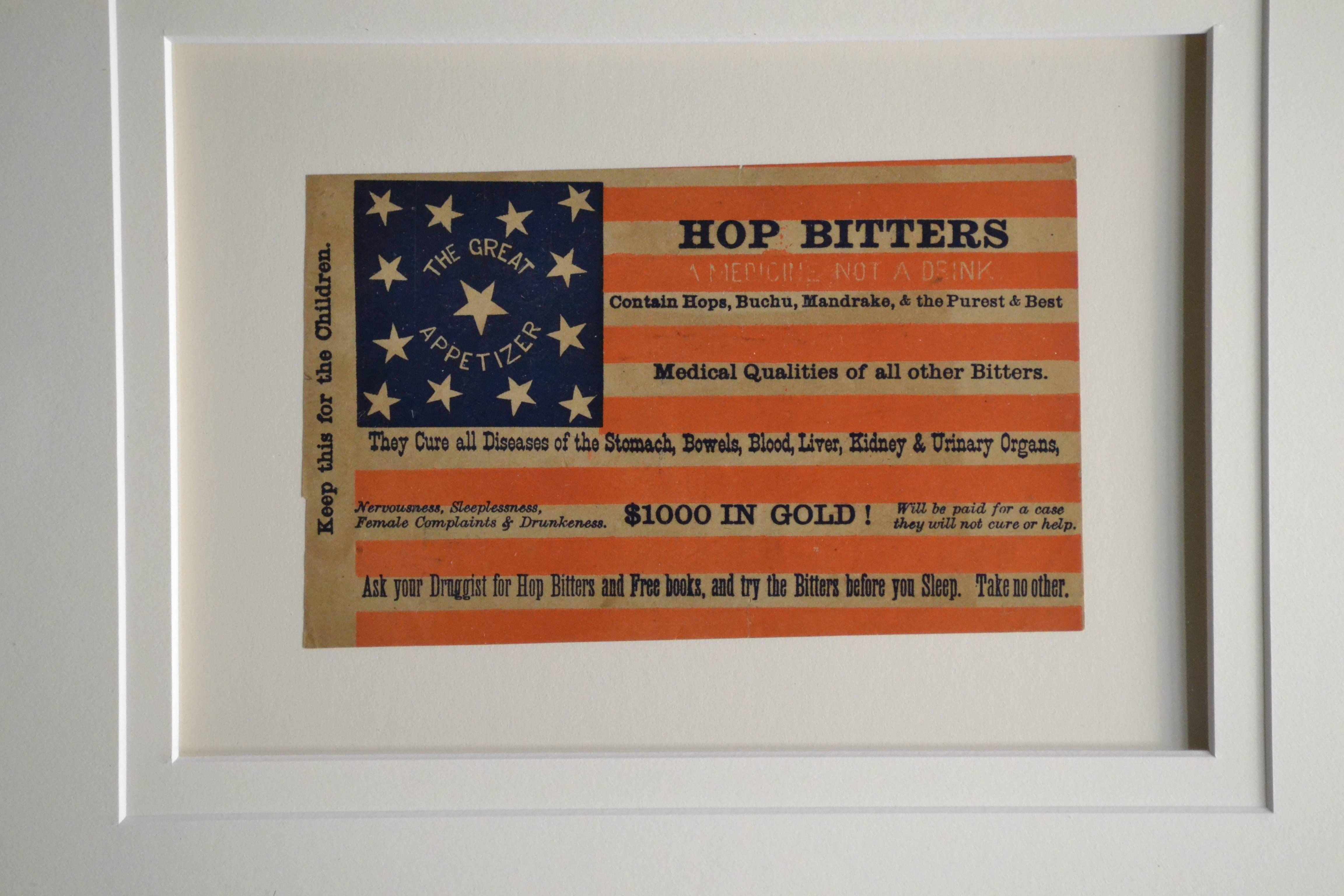 American Classical Antique 13 Star Hop Bitters Advertising Card For Sale