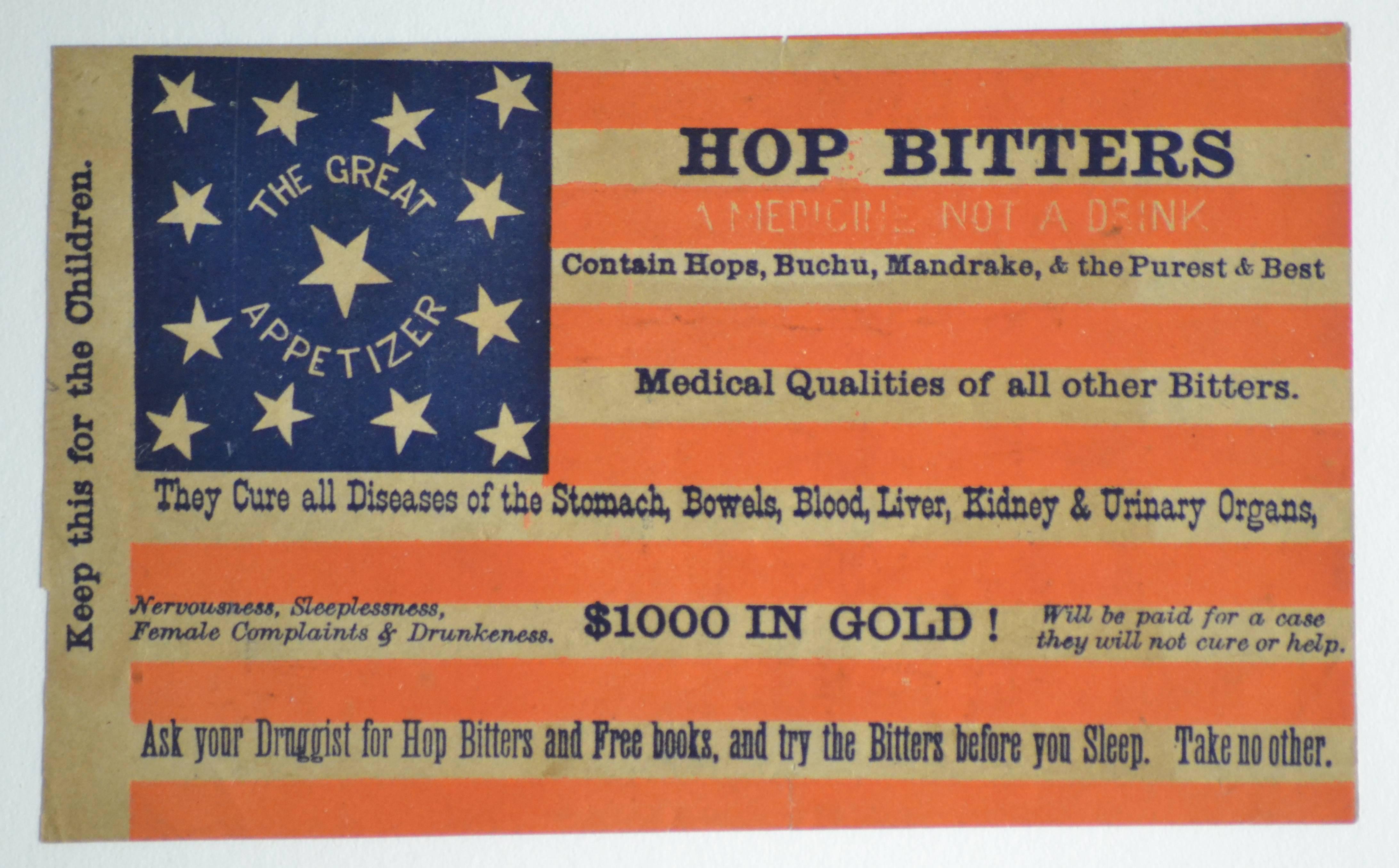 American Antique 13 Star Hop Bitters Advertising Card For Sale