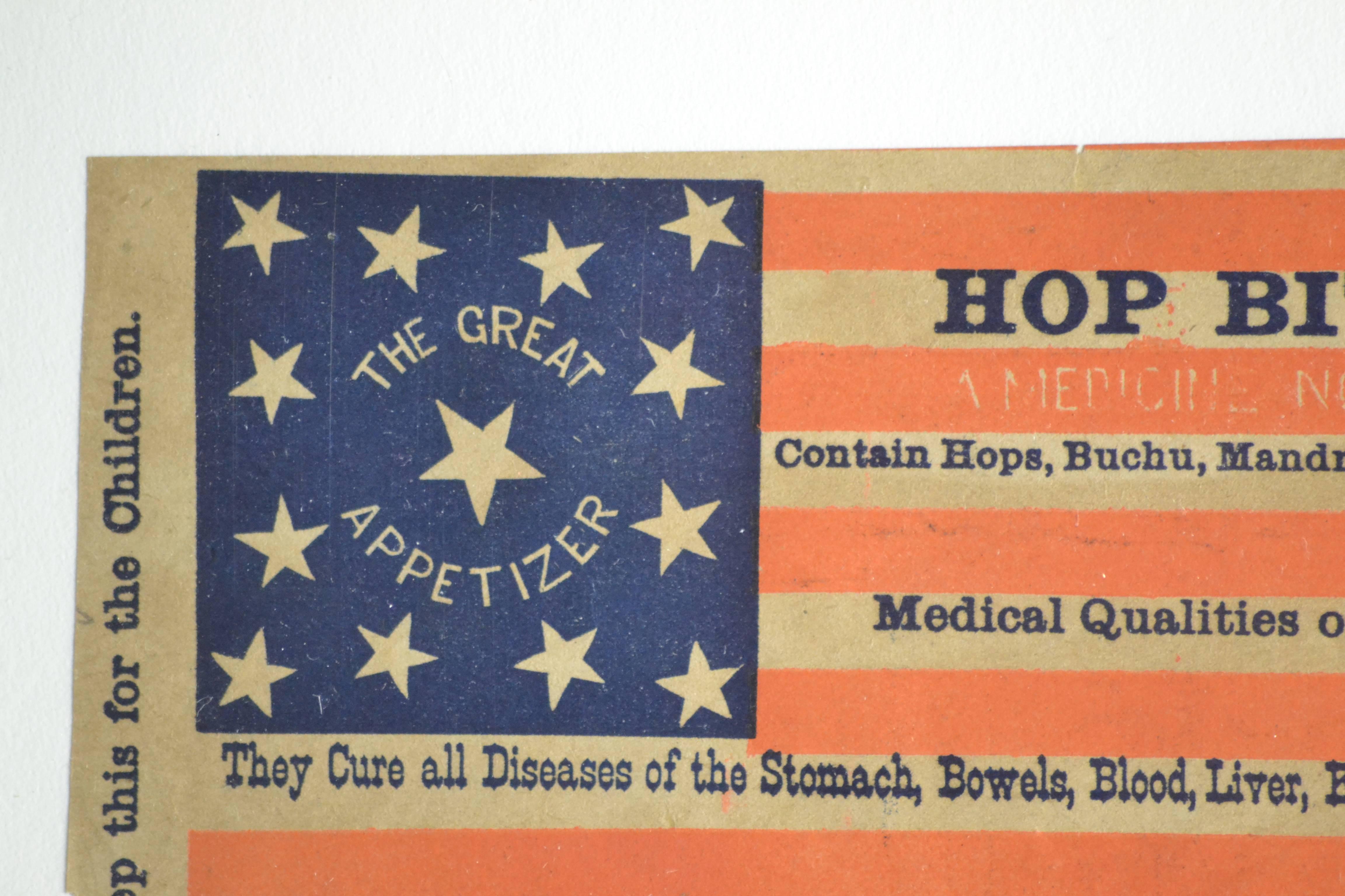 Antique 13 Star Hop Bitters Advertising Card In Good Condition For Sale In Acworth, GA